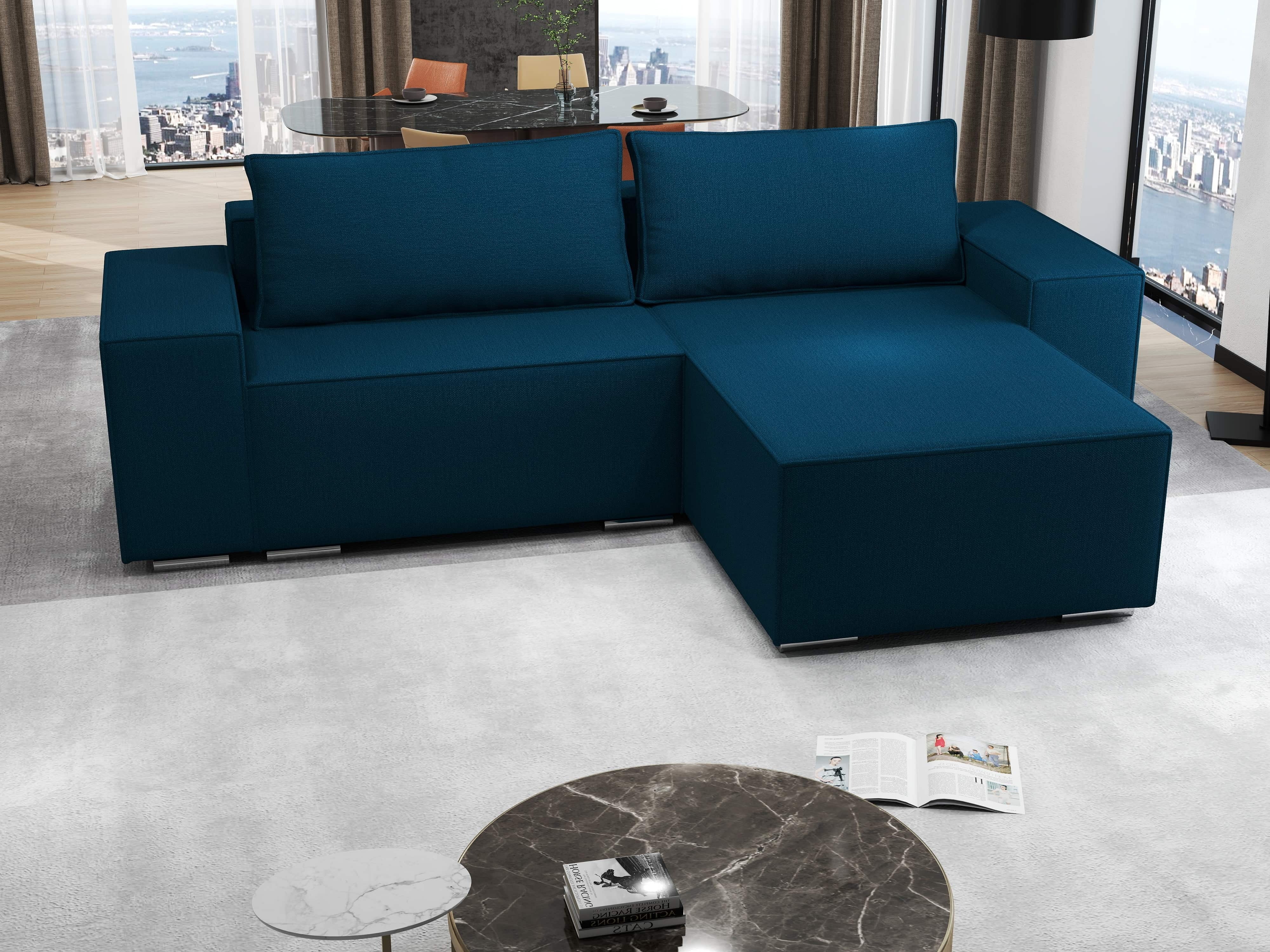 Colțar extensibil dumonde cu ladă de depozitare si sezut confortabil din spuma HR, Dream Enjoy Petrol 290x185 cm II Fabrica