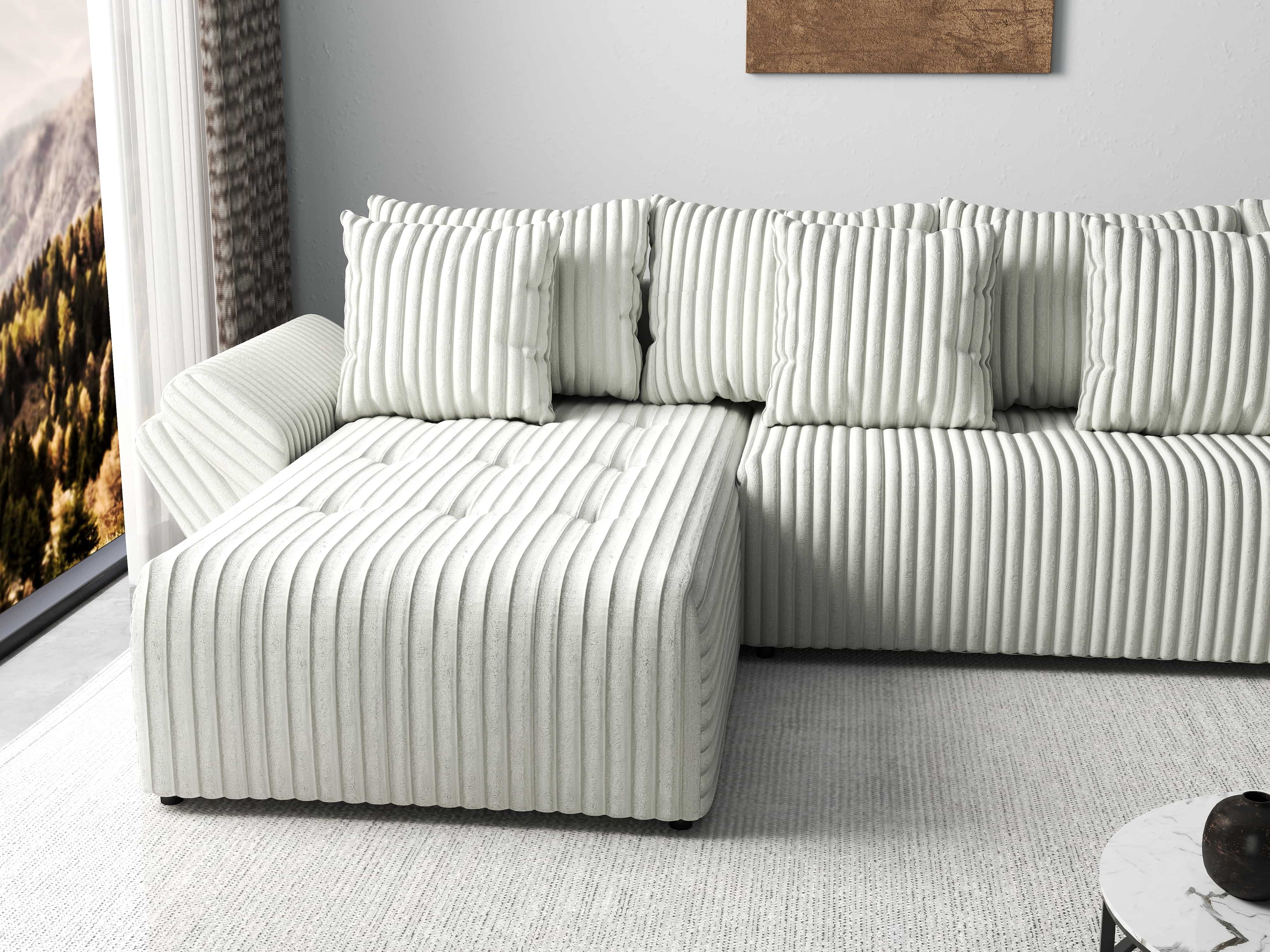 Colțar extensibil dumonde cu ladă de depozitare si sezut confortabil din spuma HR, Berlin XL Ambience Ivory 350x185 cm Fabrica