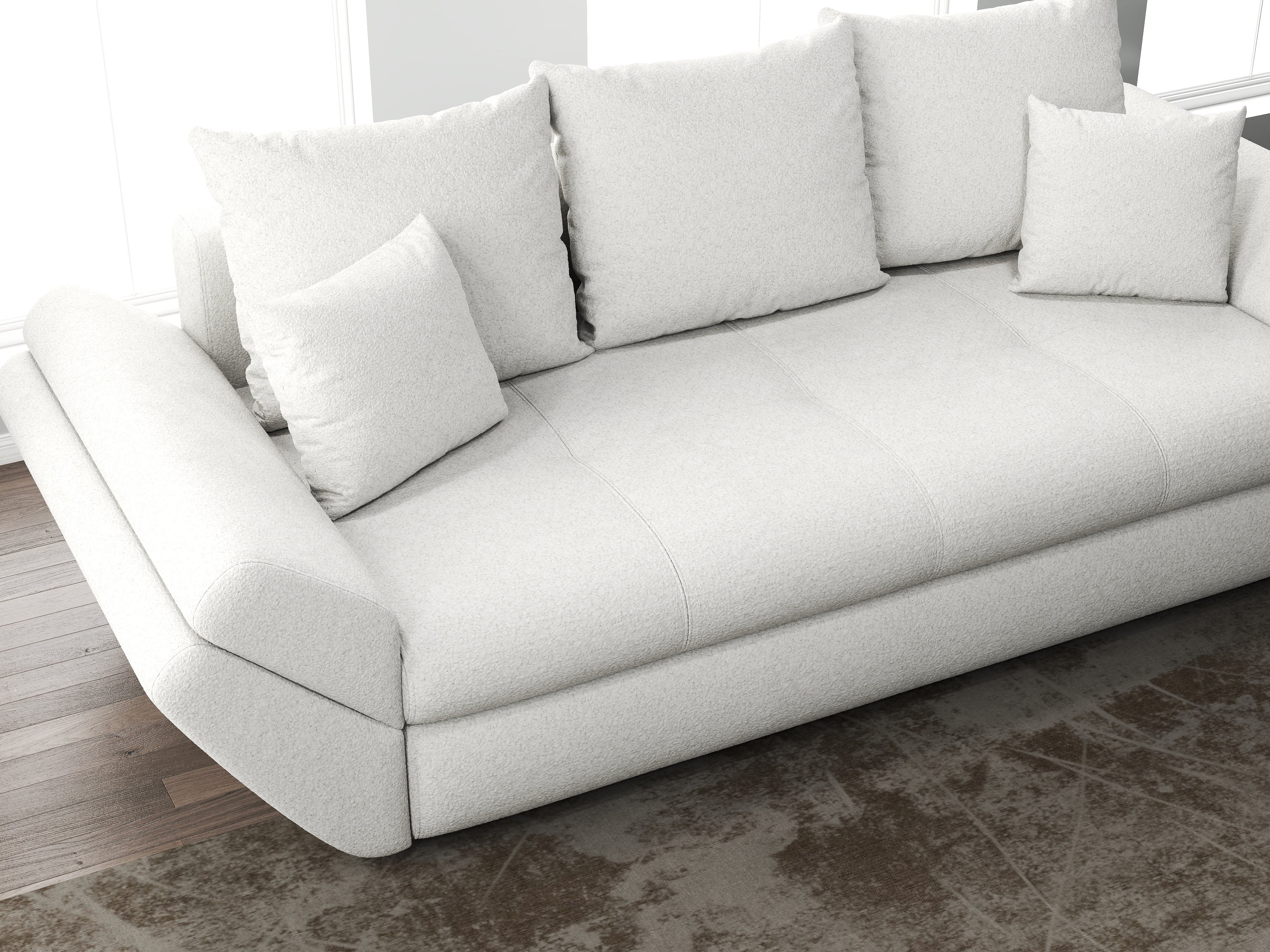 Canapea extensibilă dumonde cu ladă de depozitare si sezut confortabil din spuma HR, Loana Euphoria Ivory 250x100 cm Fabrica