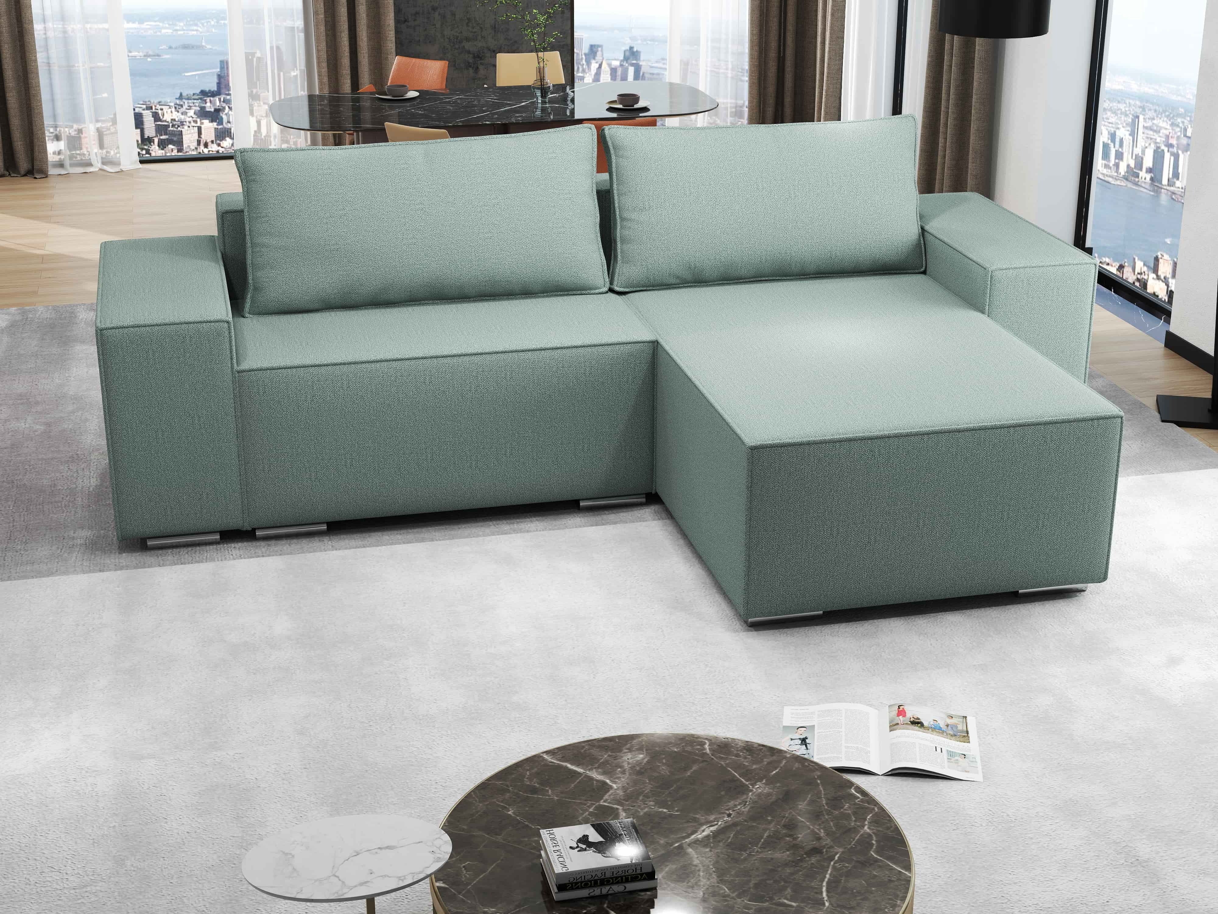Colțar extensibil dumonde cu ladă de depozitare si sezut confortabil din spuma HR, Dream Enjoy Mint 290x185 cm II Fabrica