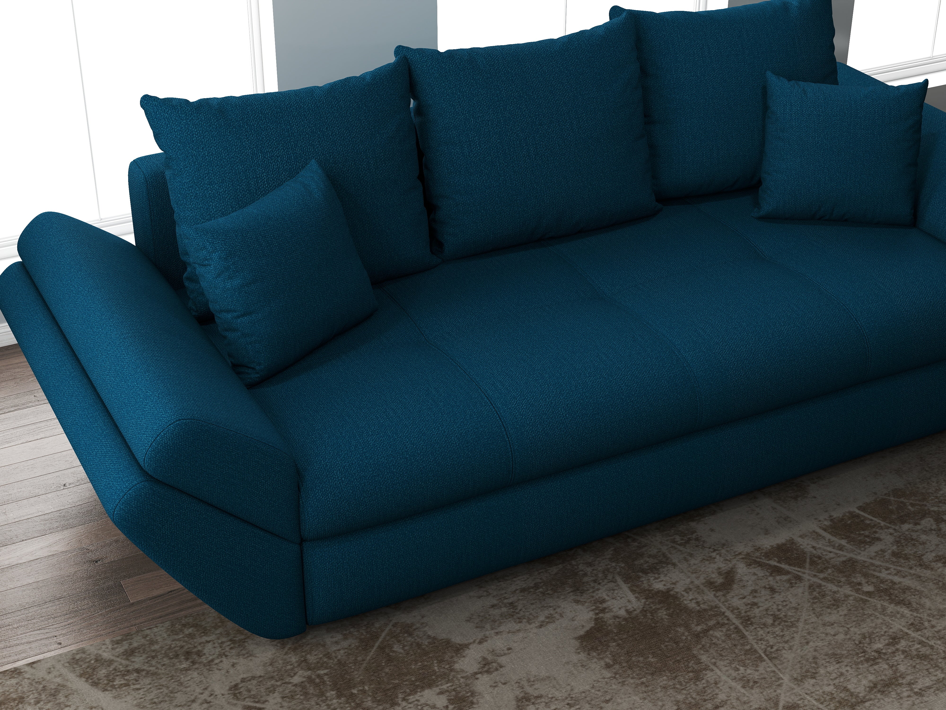 Canapea extensibilă dumonde cu ladă de depozitare si sezut confortabil din spuma HR, Loana Enjoy Petrol 250x100 cm Fabrica