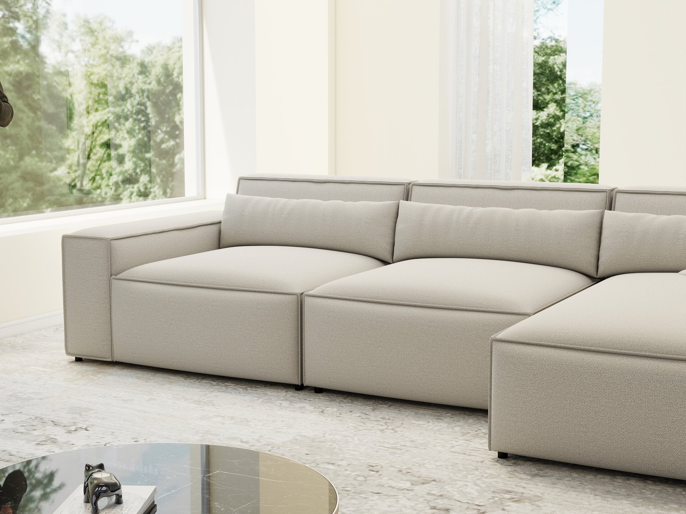 Colțar dumonde cu sezut confortabil din spuma HR, Marvelo XL Enjoy Bej 366x175 cm II