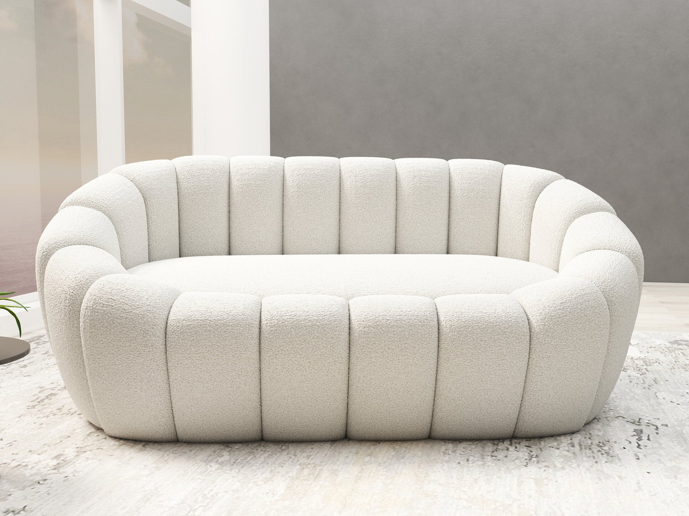 Fotoliu dumonde tapitat Alb modern Isandro 148x92cm