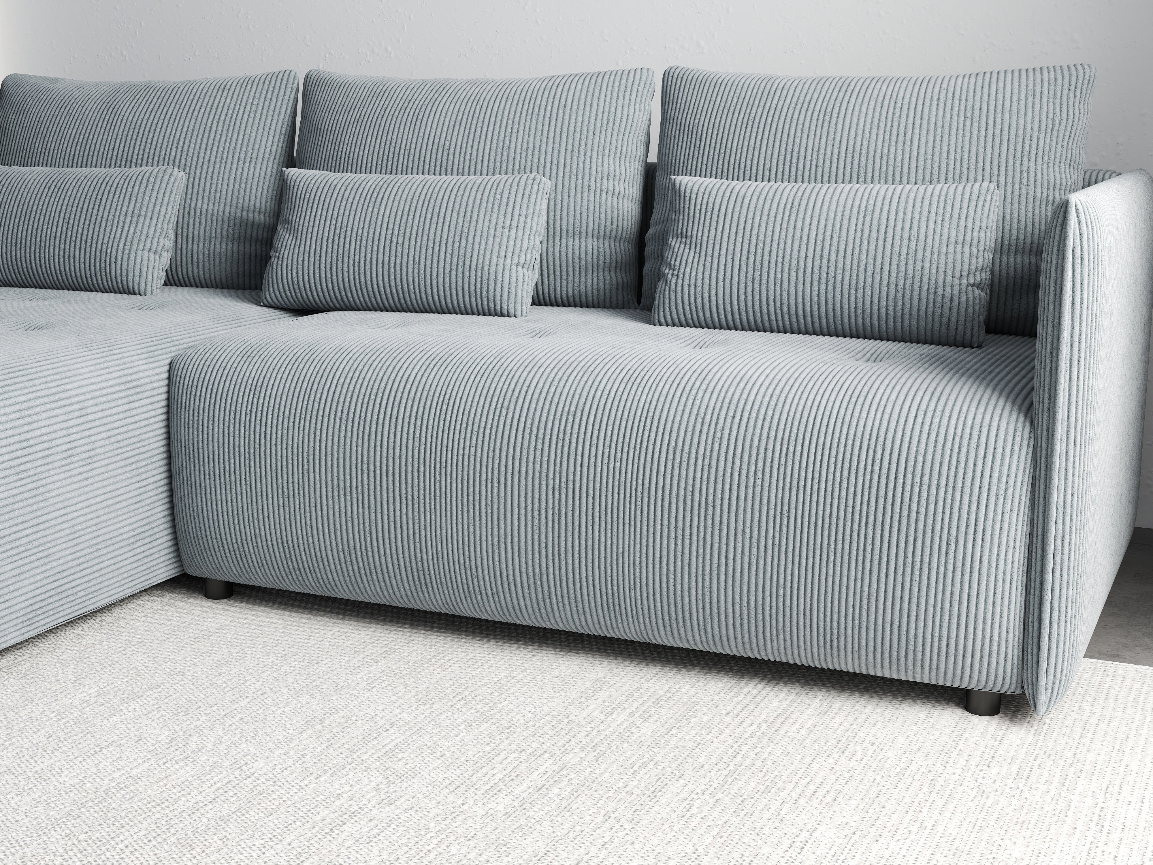 Colțar extensibil dumonde cu ladă de depozitare si sezut confortabil din spuma HR, Malta Zoom Grey 235x185 cm Fabrica