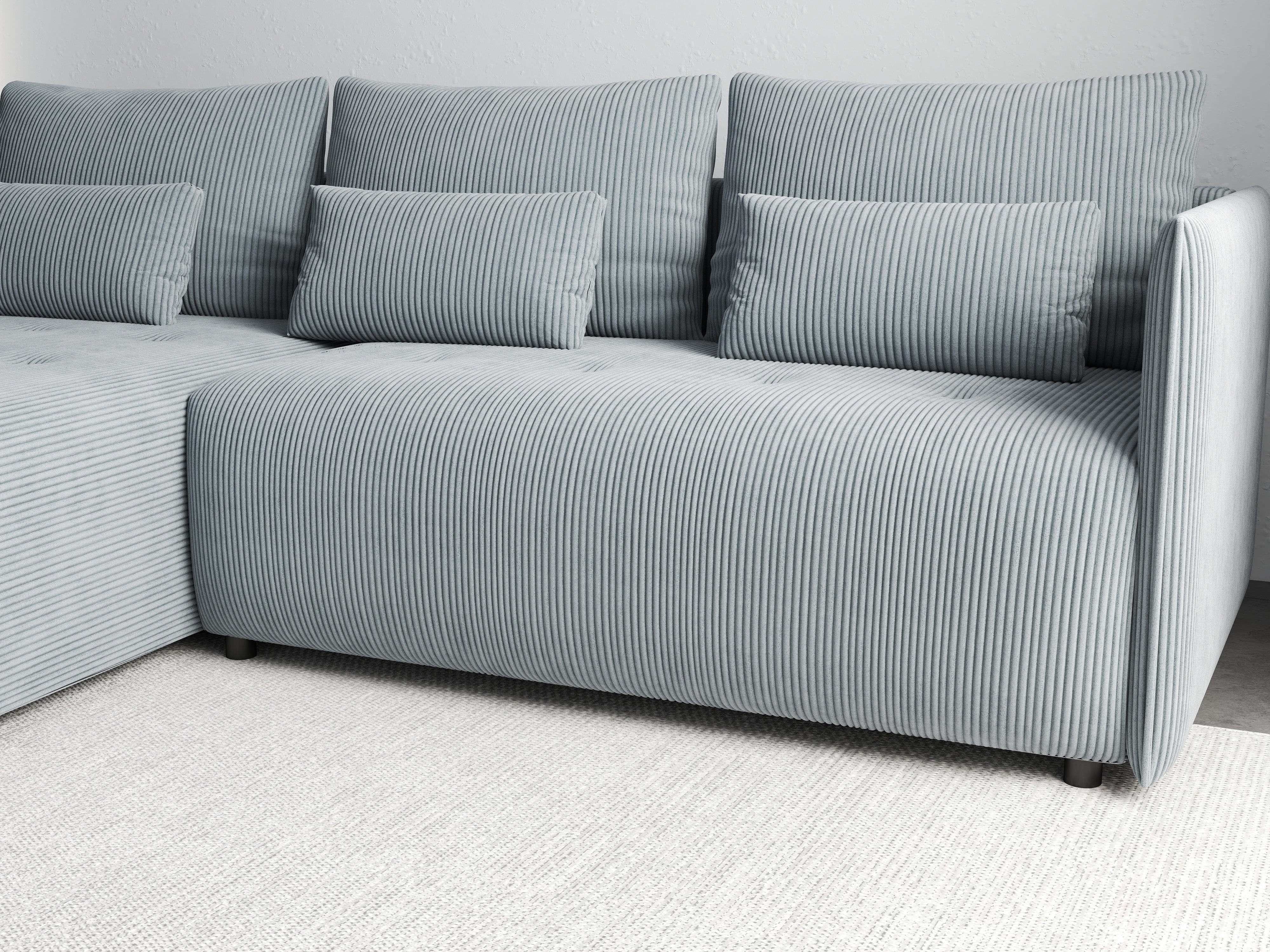 Colțar extensibil dumonde cu ladă de depozitare si sezut confortabil din spuma HR, Malta Zoom Grey 235x185 cm Fabrica