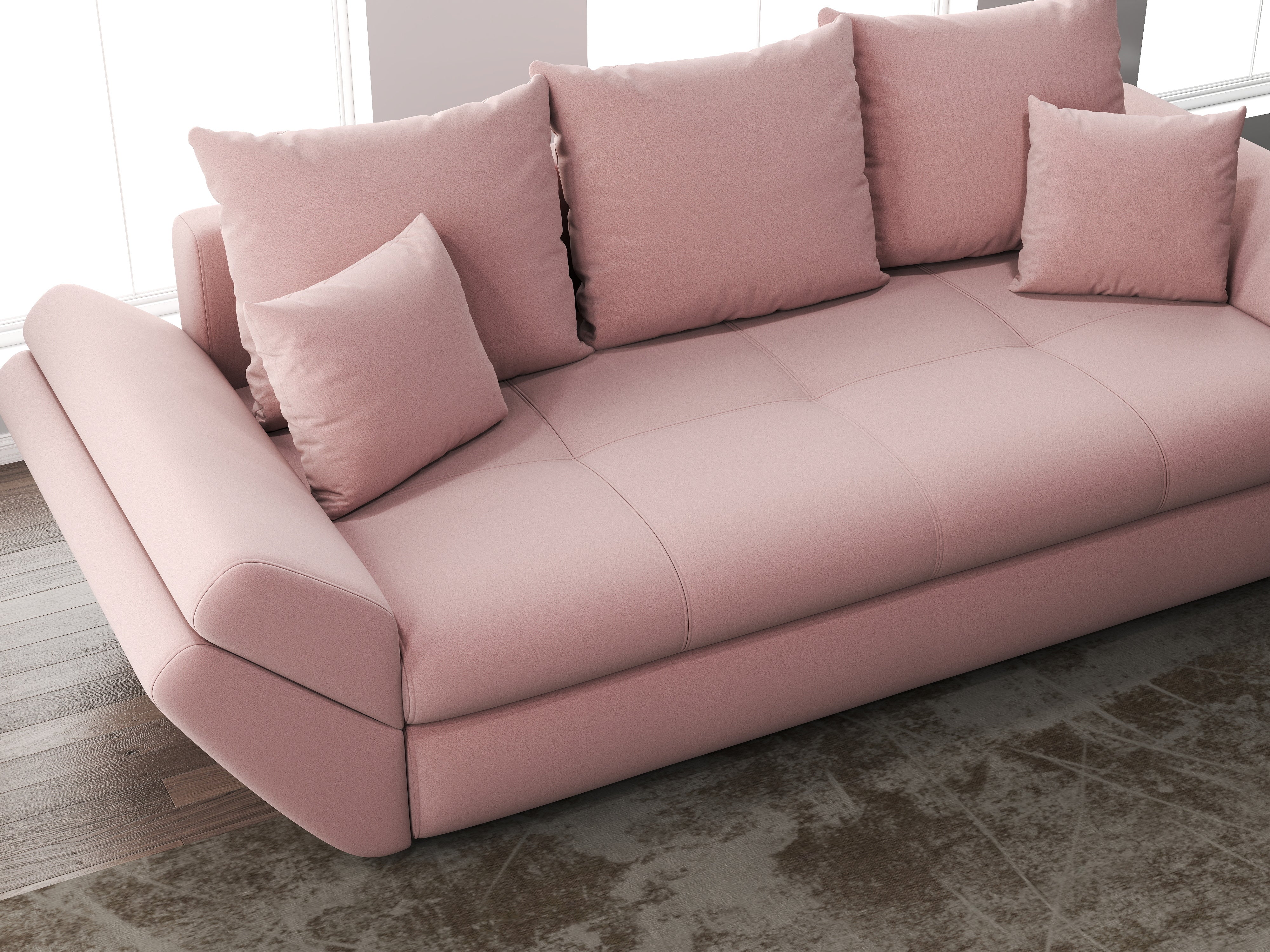 Canapea extensibilă dumonde cu ladă de depozitare si sezut confortabil din spuma HR, Loana Royal Pink 250x100 cm Fabrica