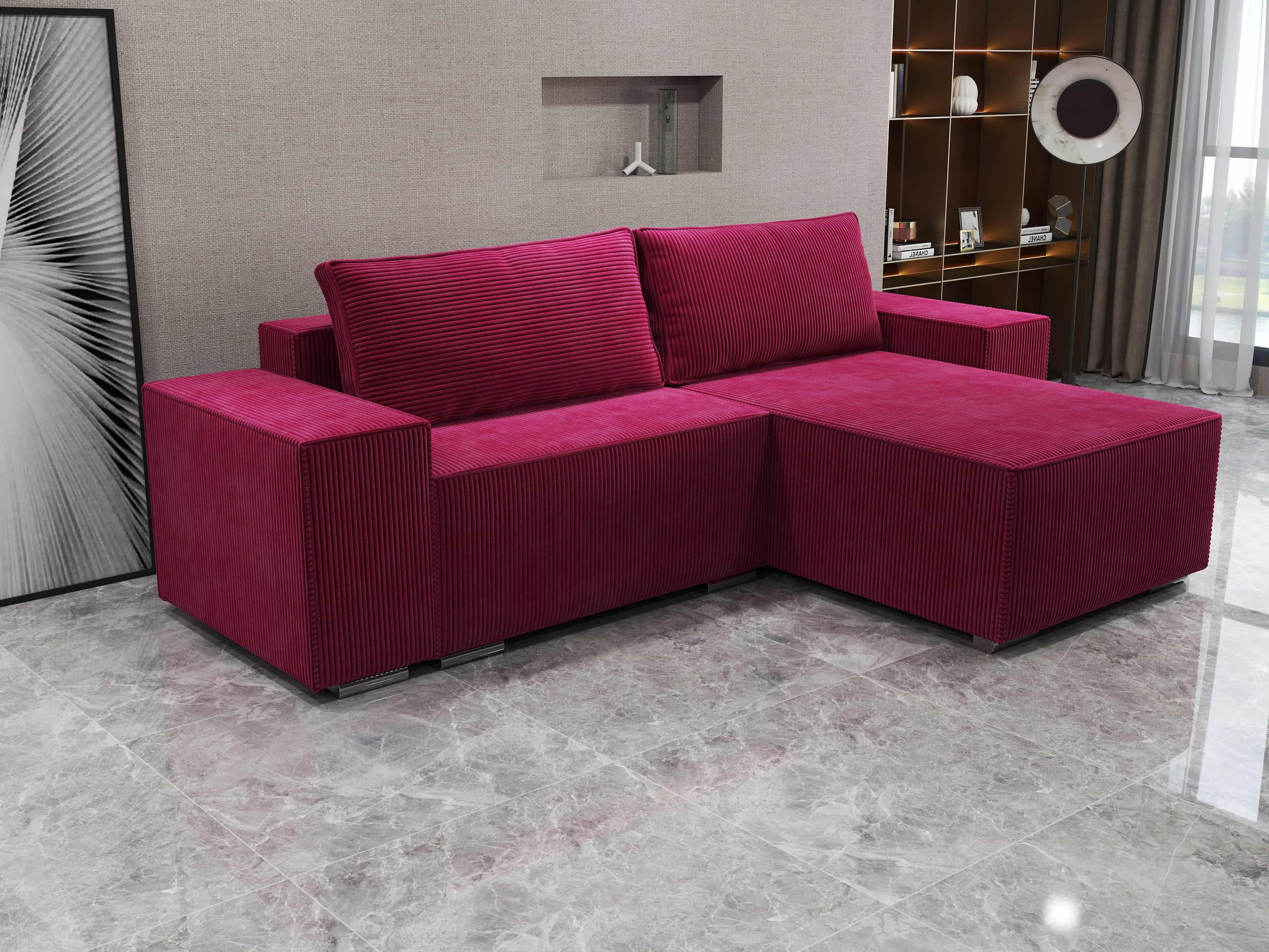 Colțar extensibil dumonde cu ladă de depozitare si sezut confortabil din spuma HR, Dream Zoom Rosu 290x185 cm II Fabrica