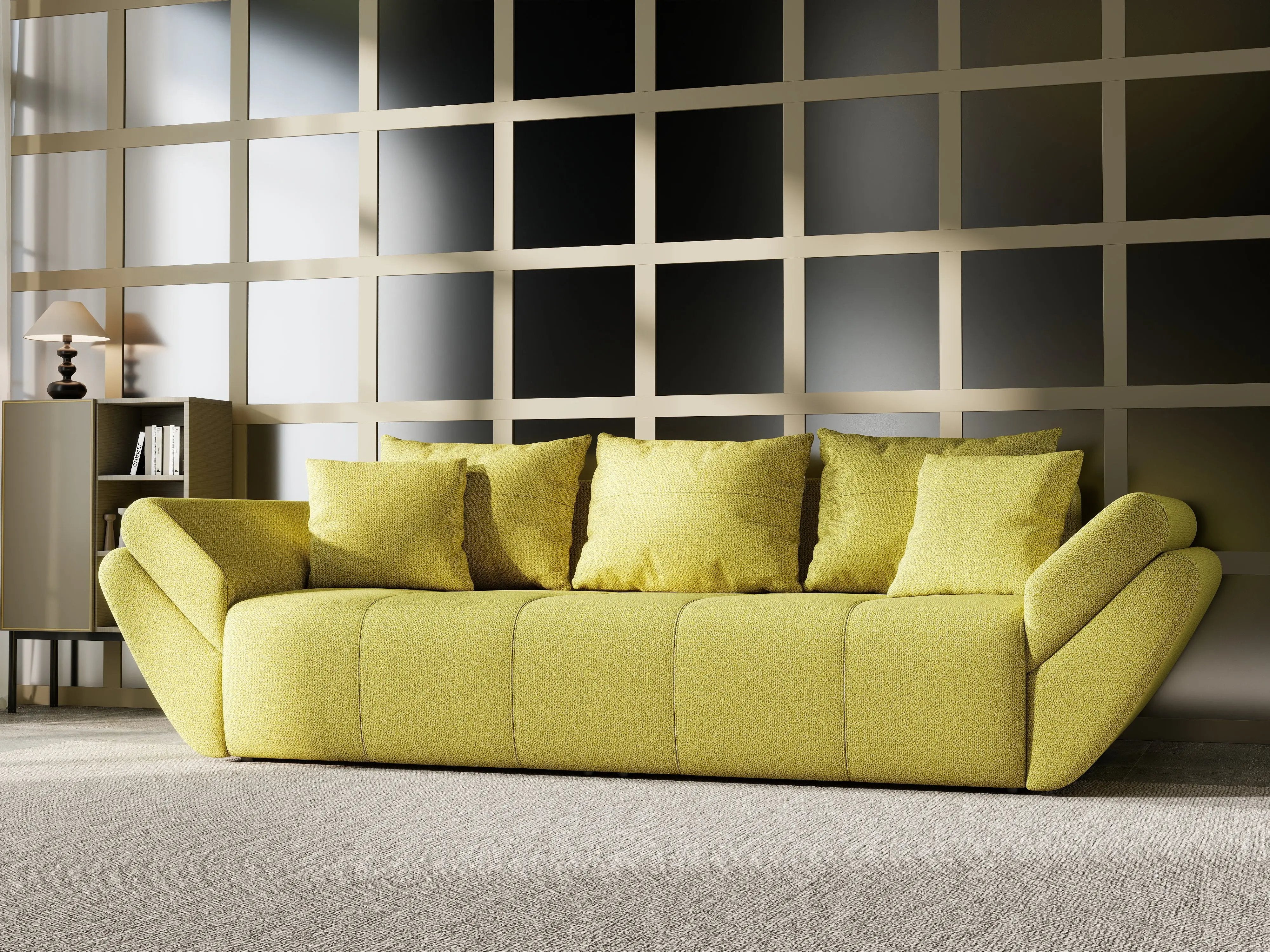 Canapea extensibilă dumonde cu ladă de depozitare si sezut confortabil din spuma HR, Berlin Enjoy Green 250x100 cm Fabrica