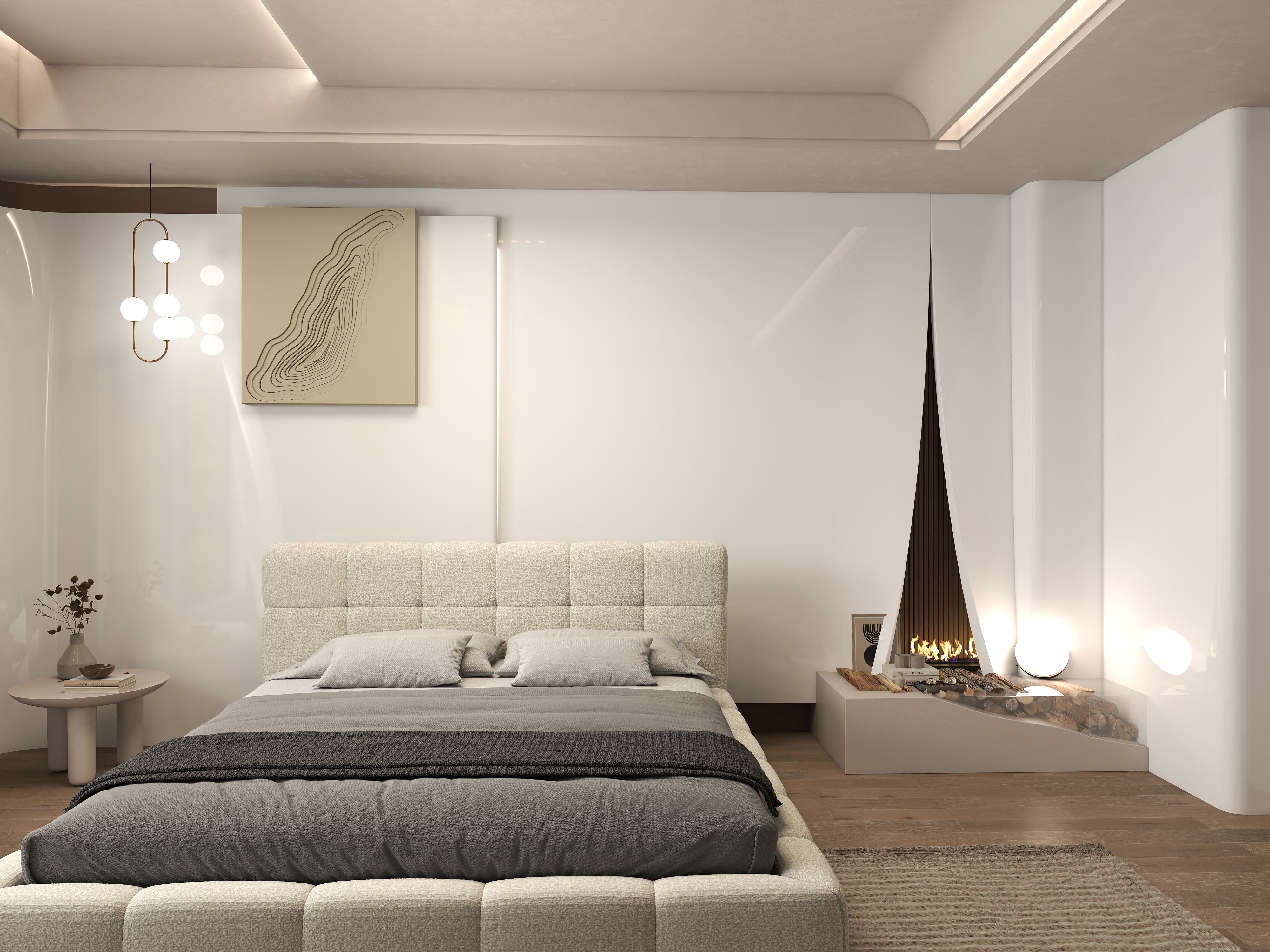 Pat dormitor dumonde, tapitat bej, Lorenzo 140x200 cm, somiera rabatabila inclusa, spatiu depozitare WLS