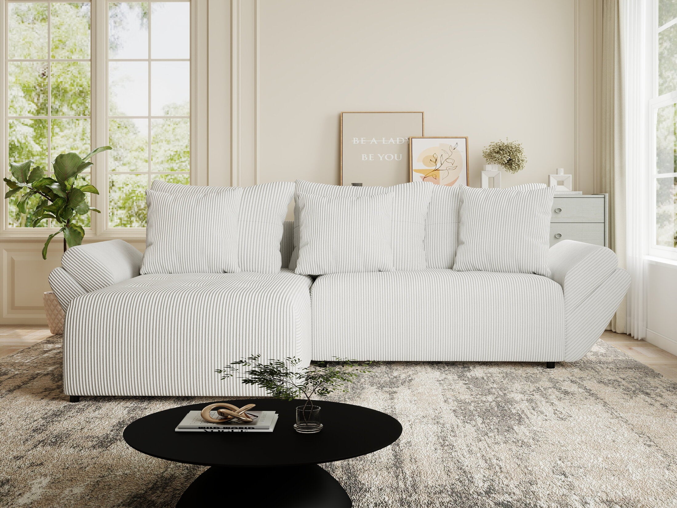 Colțar extensibil dumonde cu ladă de depozitare si sezut confortabil din spuma HR, Berlin Zoom Gri 280x185 cm