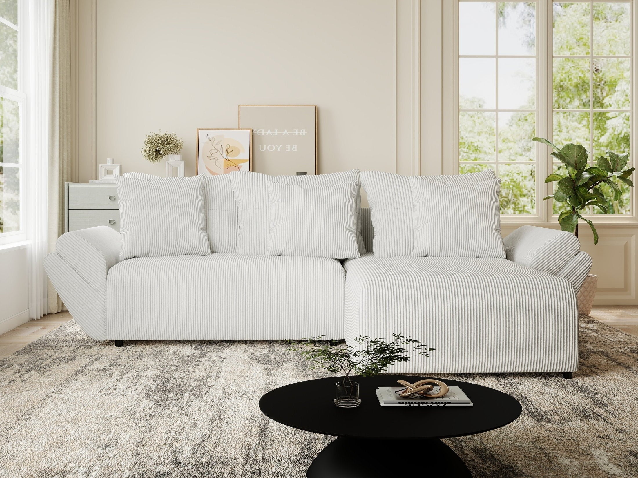 Colțar extensibil dumonde cu ladă de depozitare si sezut confortabil din spuma HR, Berlin Zoom Gri 280x185 cm II