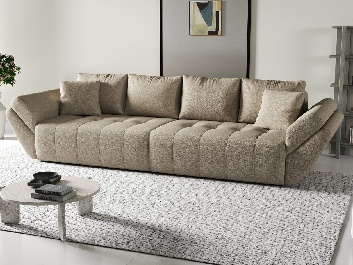 Canapea extensibilă dumonde cu ladă de depozitare si sezut confortabil din spuma HR, Berlin Beige 2 300x100 cm Fabrica
