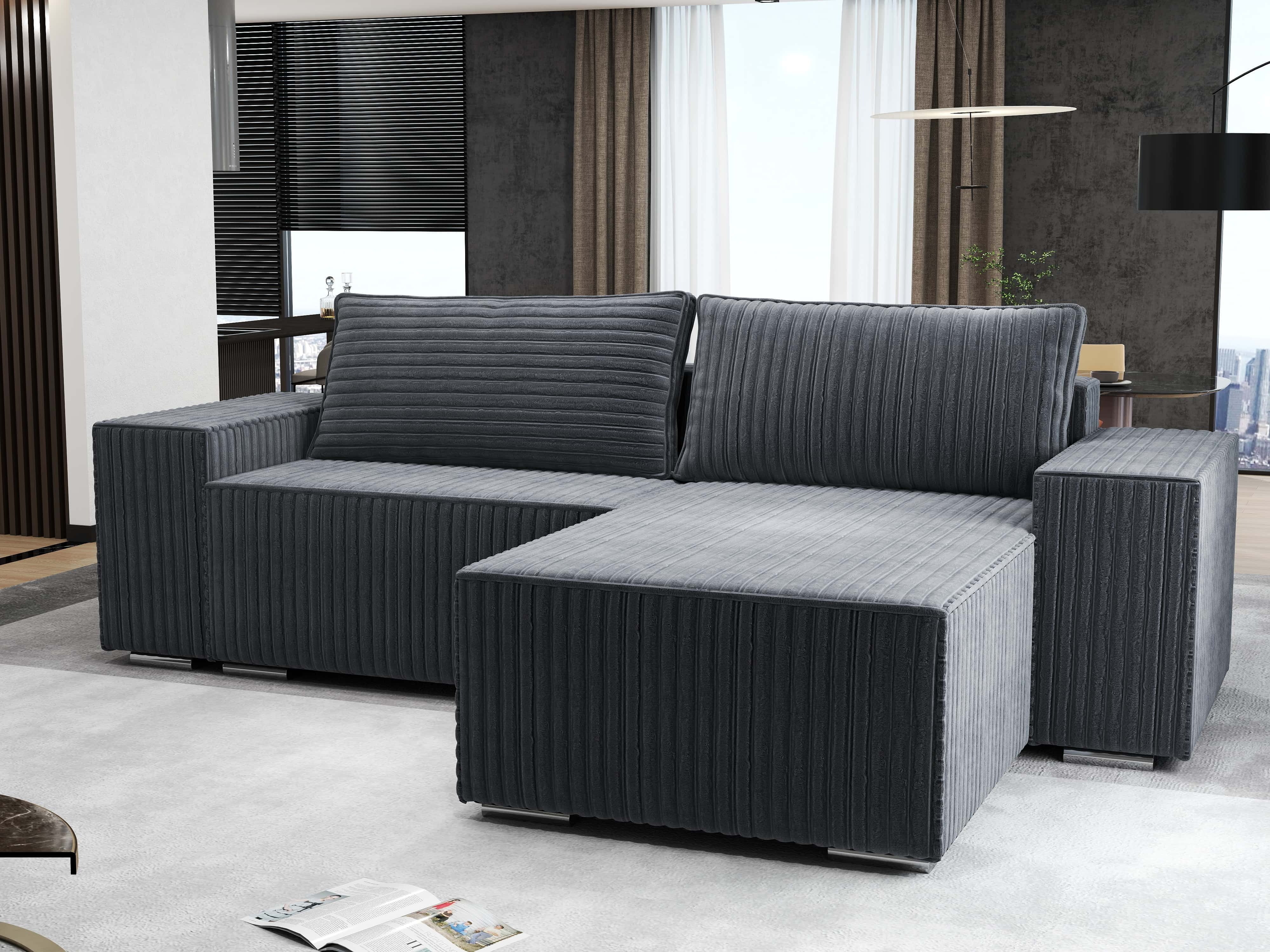 Colțar extensibil dumonde cu ladă de depozitare si sezut confortabil din spuma HR, Dream Ambience Gri 290x185 cm II Fabrica
