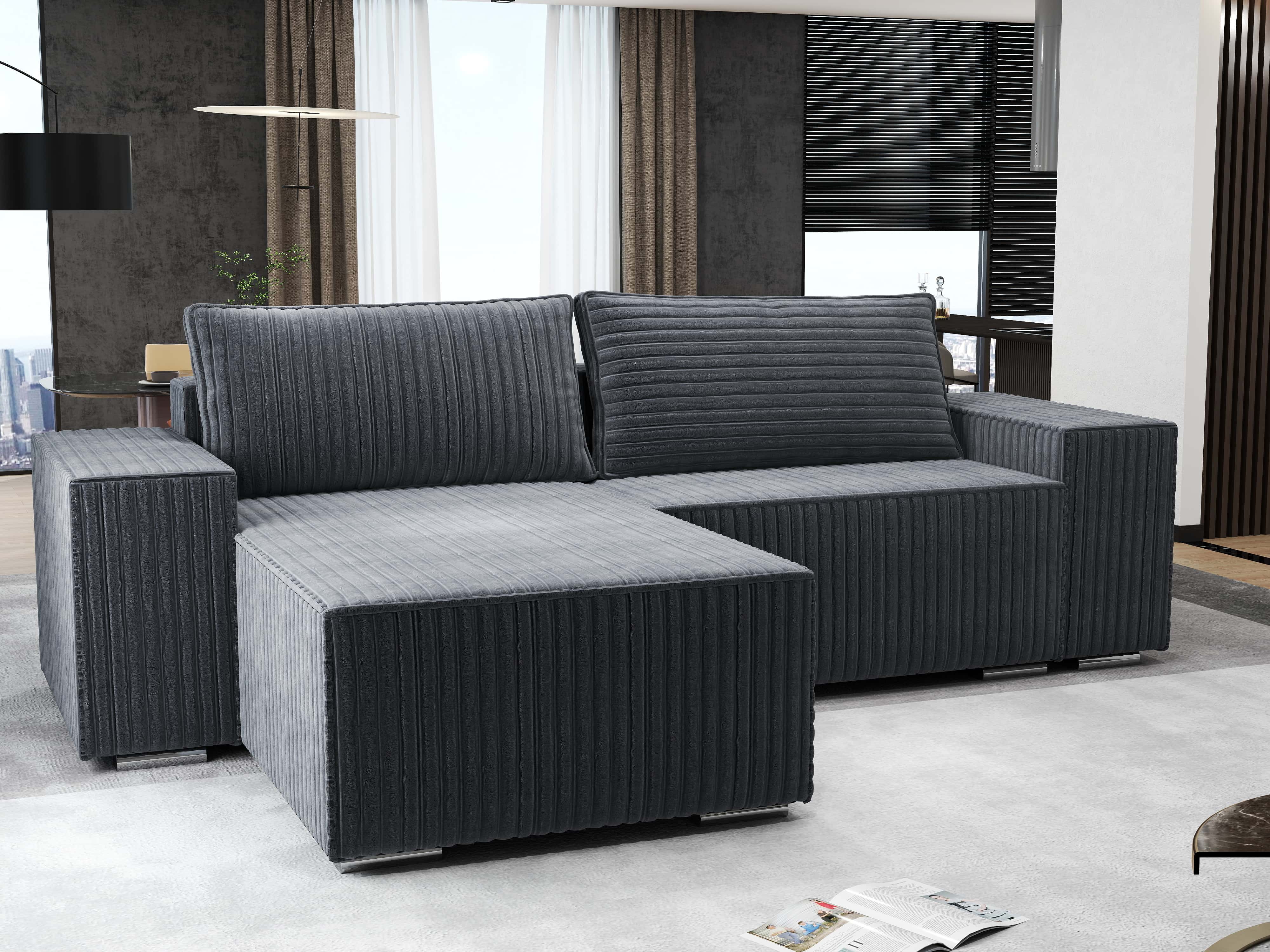 Colțar extensibil dumonde cu ladă de depozitare si sezut confortabil din spuma HR, Dream Ambience Gri 290x185 cm Fabrica