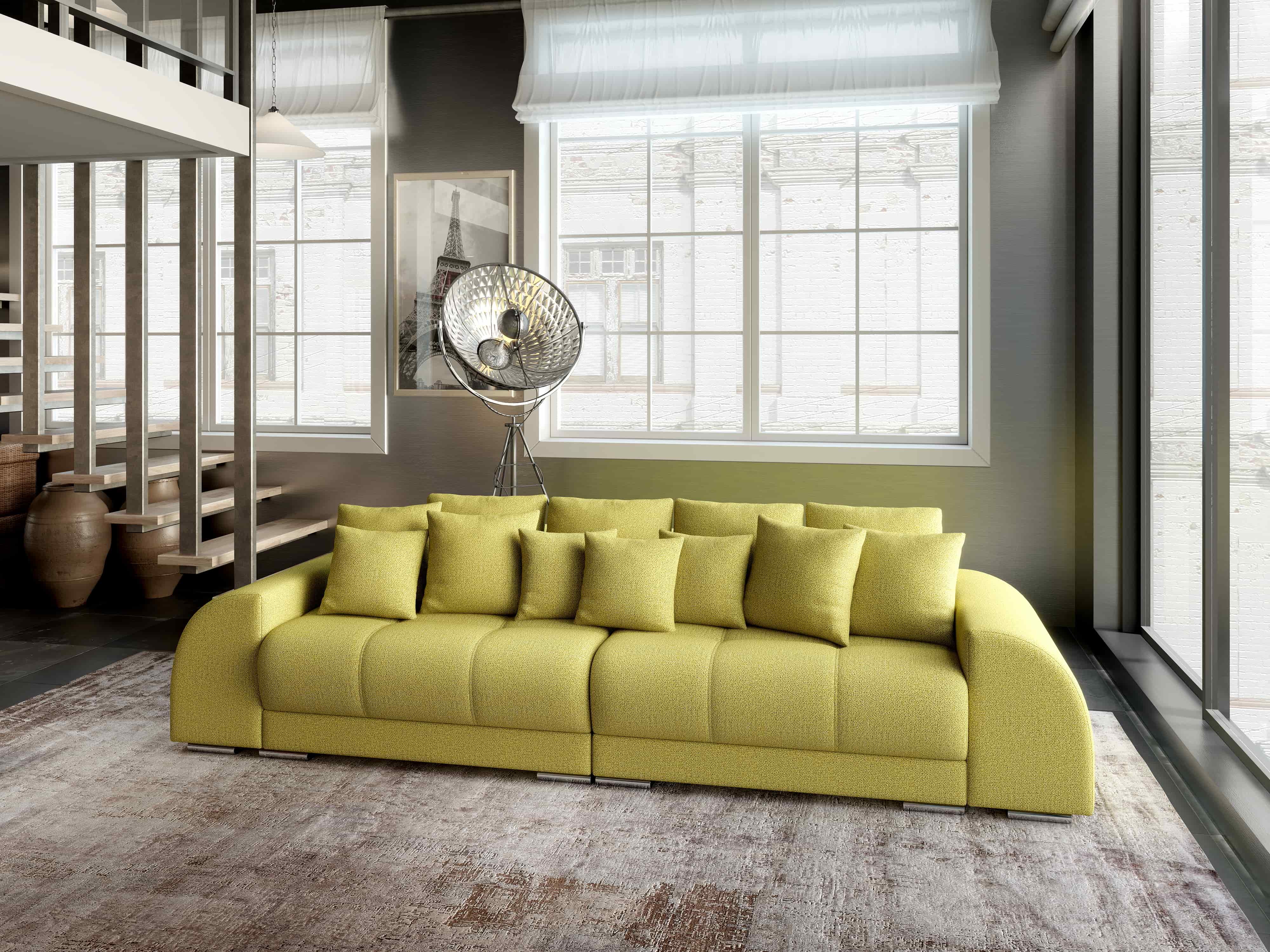 Canapea extensibilă dumonde cu 2 lăzi de depozitare si sezut confortabil din spuma HR, Big Sofa Verona Green Lux 310x100 cm Fabrica