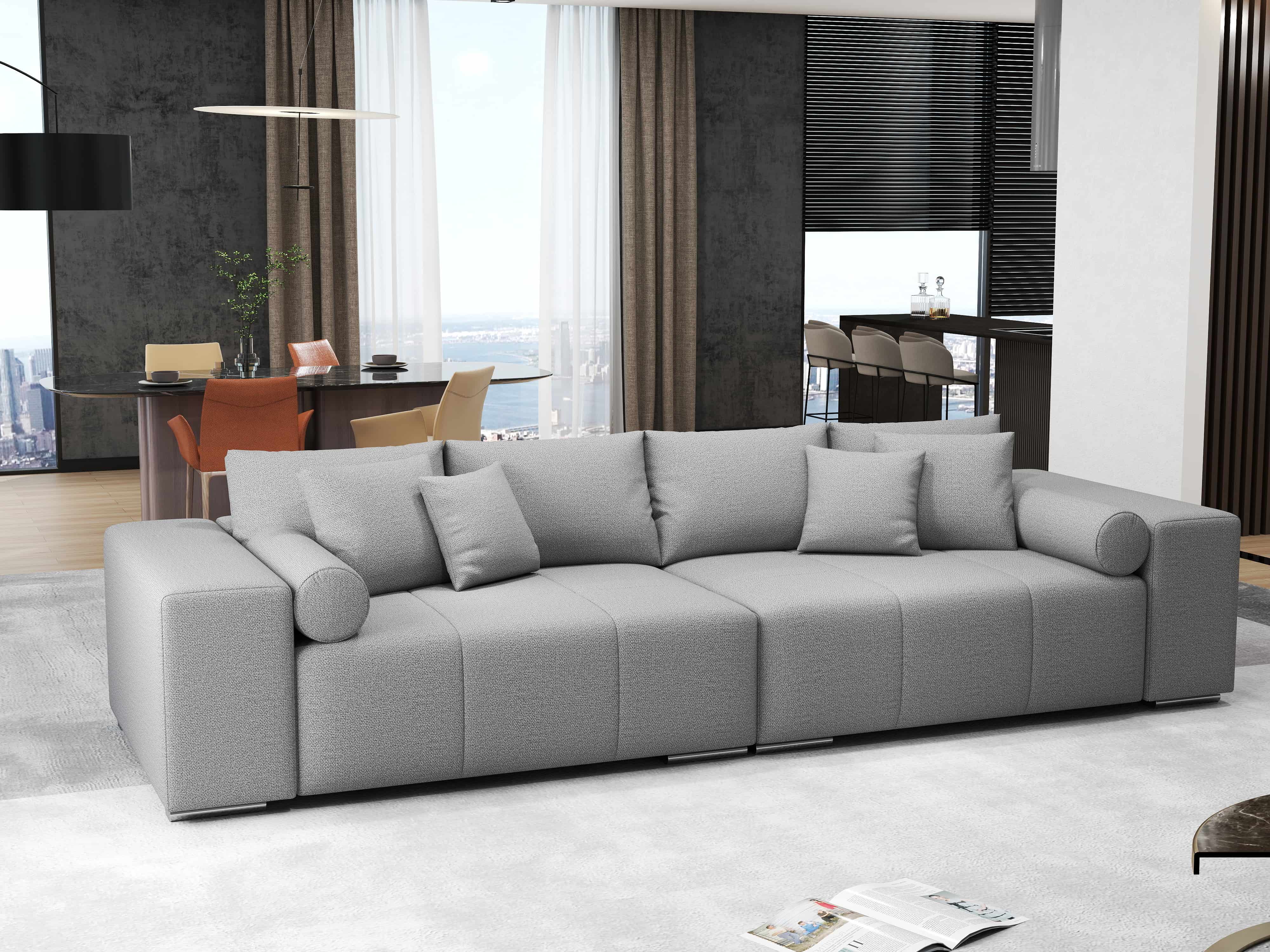 Canapea extensibilă dumonde cu ladă de depozitare si sezut confortabil din spuma HR, Marbela Enjoy Grey XXL 295x100 cm fabrica