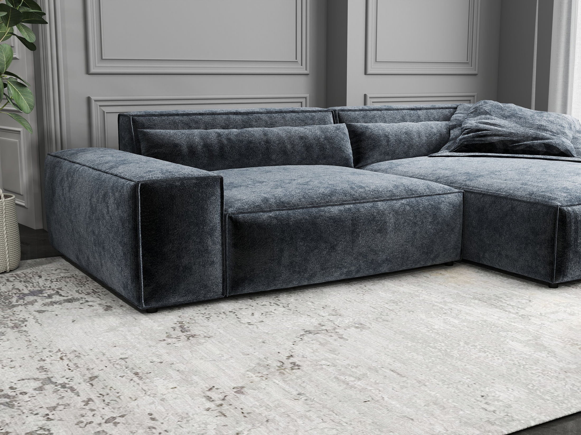 Colțar dumonde cu șezut confortabil din spumă HR, Marvelo Euphoria Gri Grafit 264x175 cm II