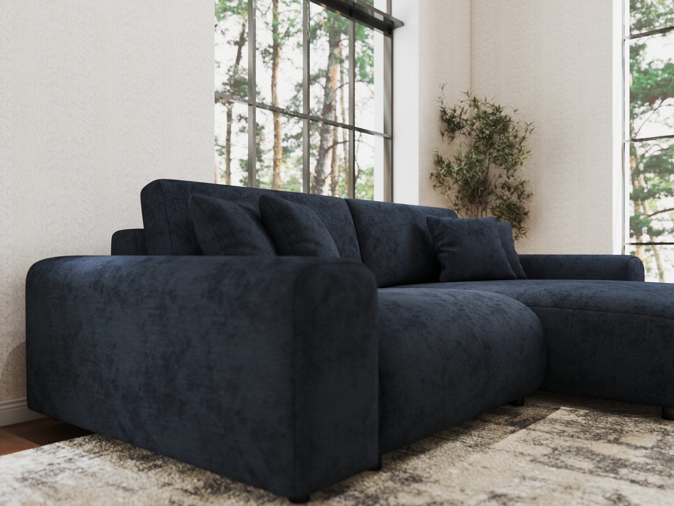 Colțar extensibil dumonde cu ladă de depozitare si sezut confortabil din spuma HR, Sarina Enjoy Antracit 255x168 cm II