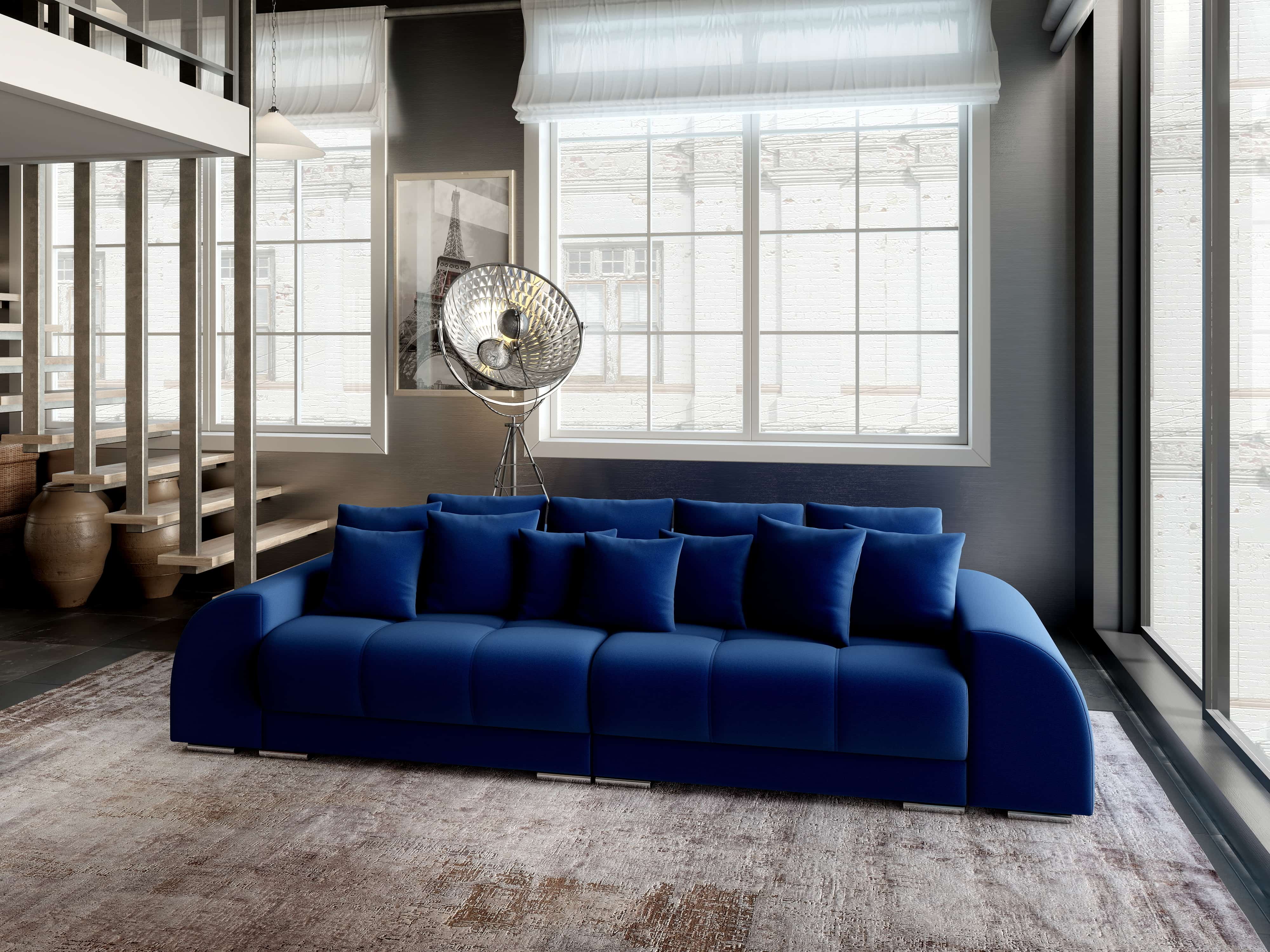 Canapea extensibilă dumonde cu 2 lăzi de depozitare si sezut confortabil din spuma HR, Verona Royal Blue 310x100 cm Fabrica