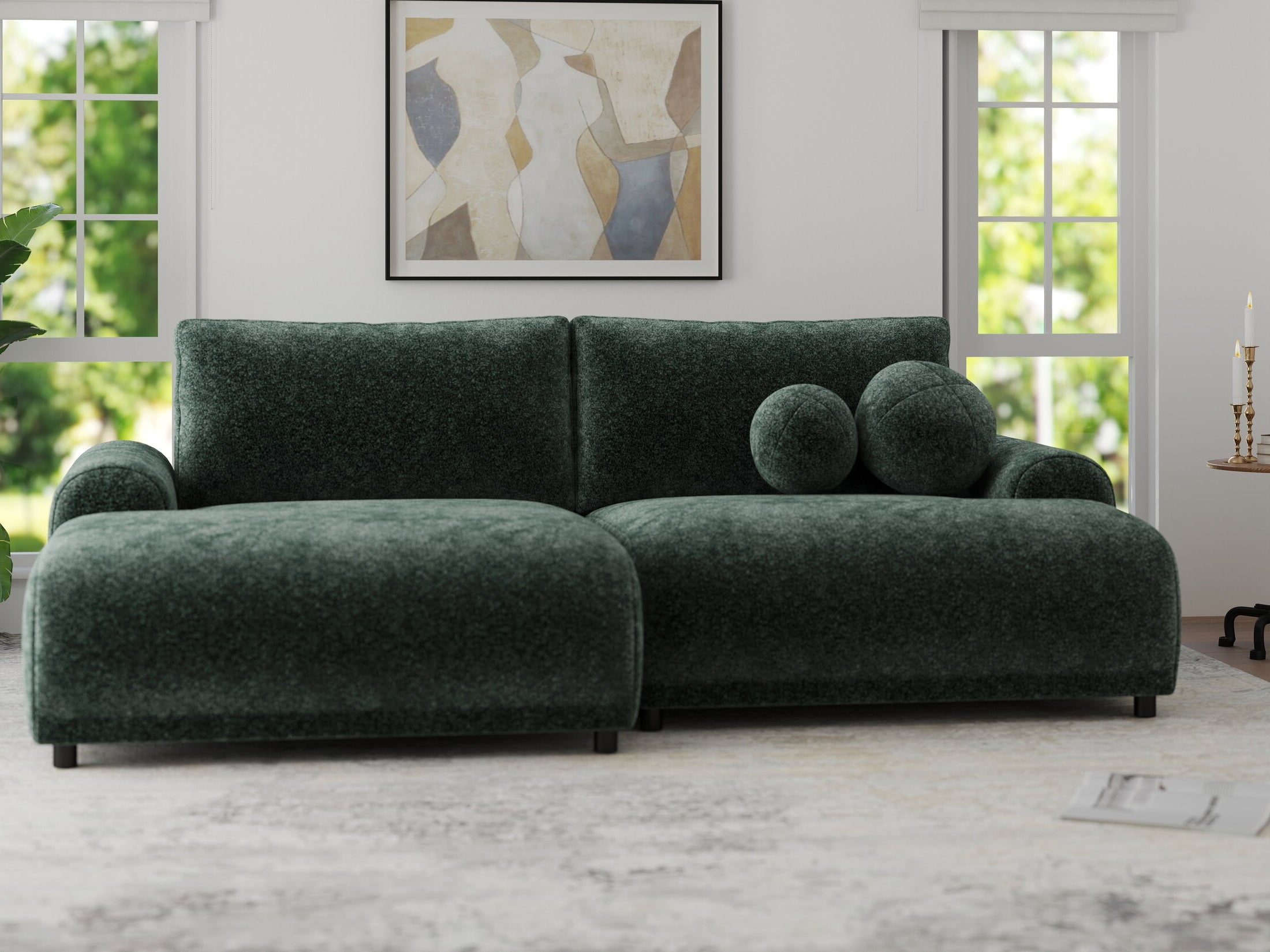 Colțar extensibil dumonde cu ladă de depozitare și șezut confortabil din spumă HR, Carlo Euphoria Verde 240x145 cm