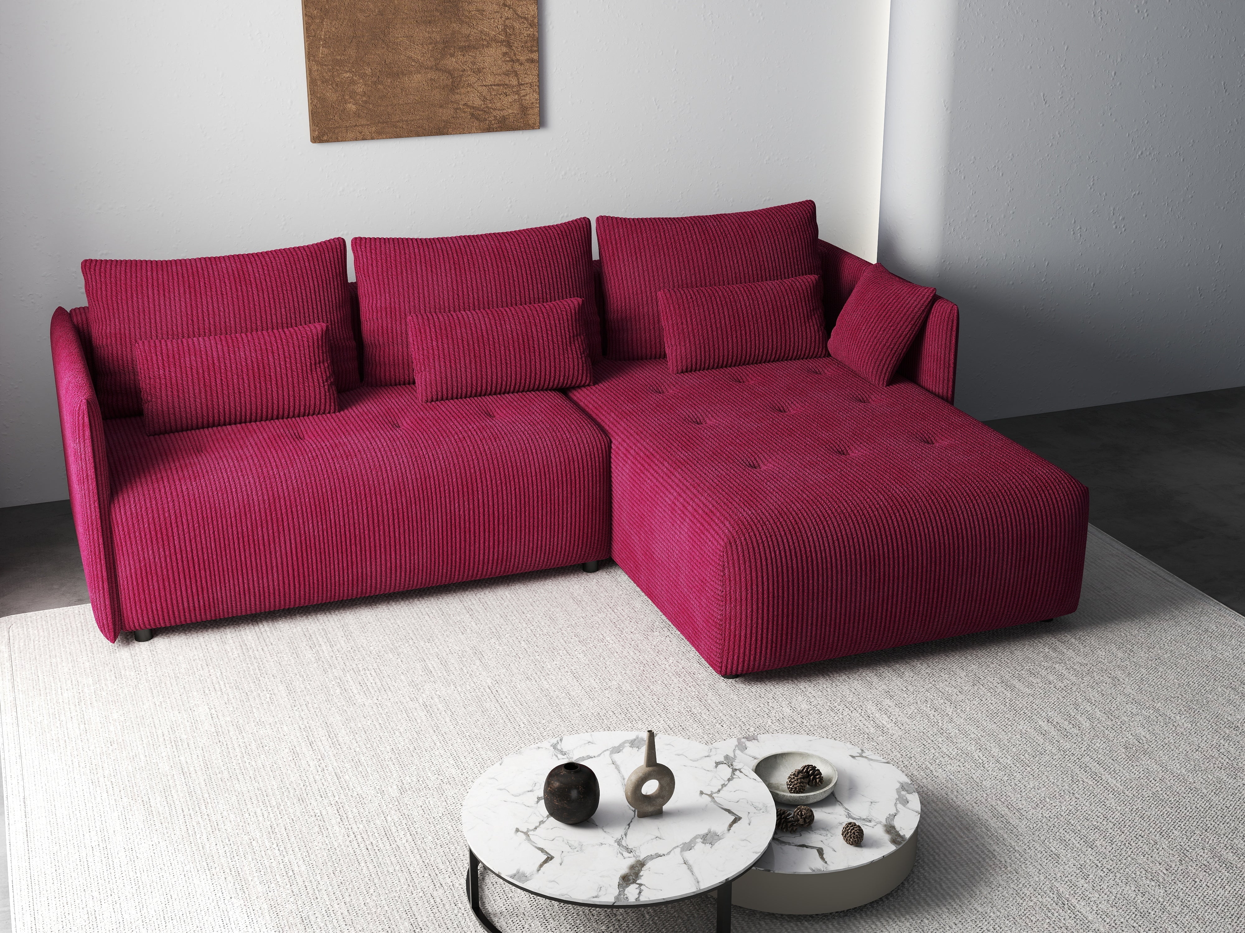 Colțar extensibil dumonde cu ladă de depozitare si sezut confortabil din spuma HR, Malta Zoom Red II 235x185 cm Fabrica