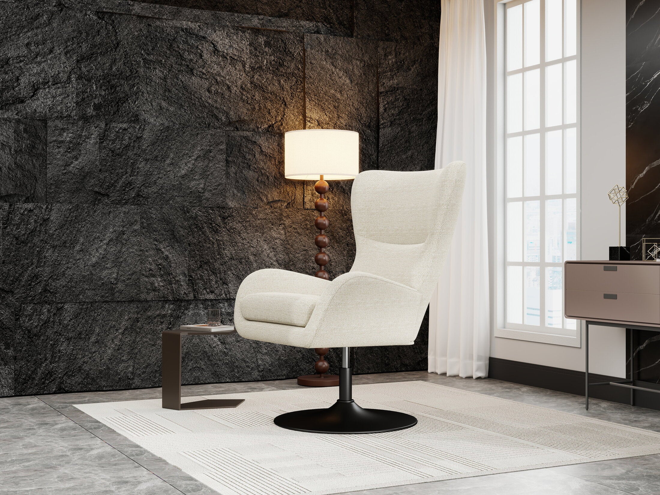 Fotoliu dumonde tapitat Bej modern Bellagio 72x81cm