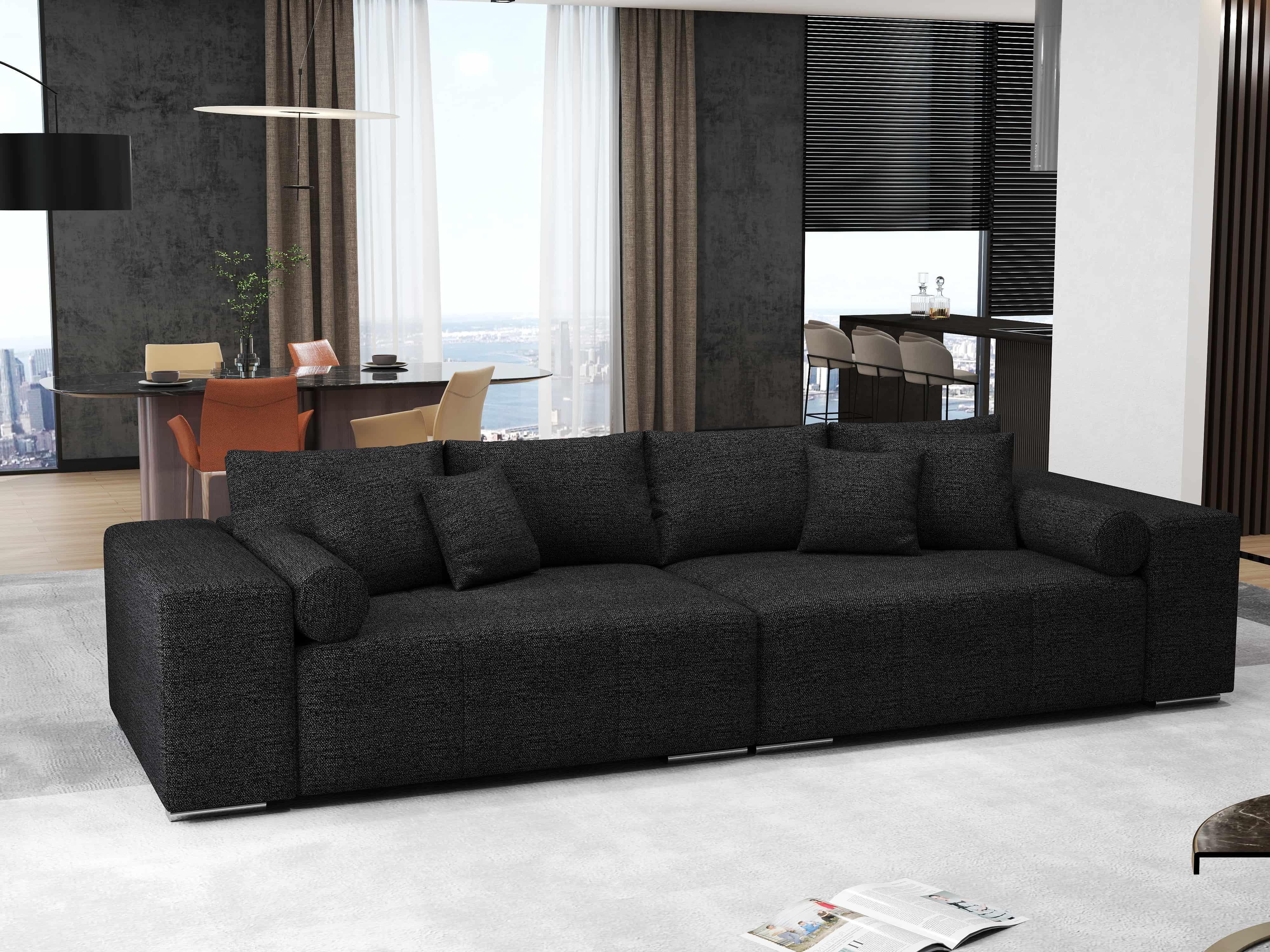 Canapea extensibilă dumonde cu ladă de depozitare si sezut confortabil din spuma HR, Marbela Dark XXL 295x100 cm Fabrica