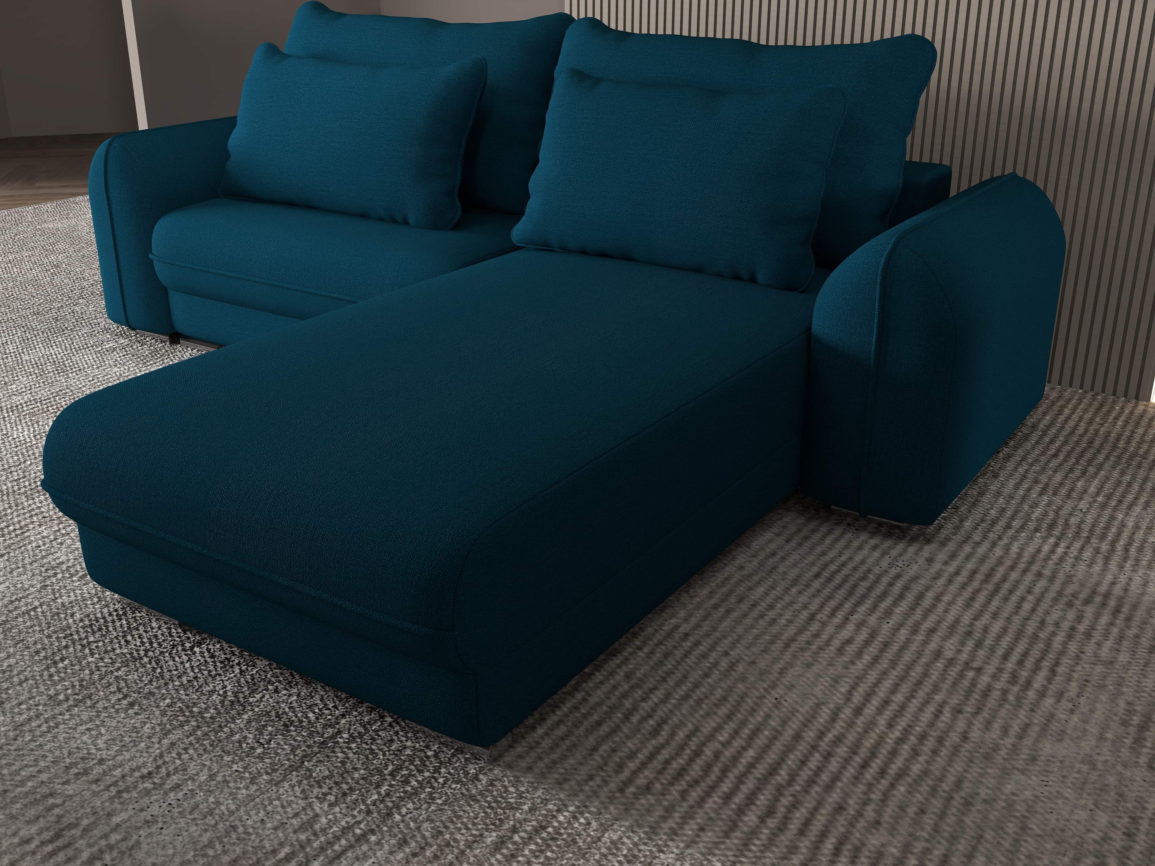 Colțar extensibil dumonde cu ladă de depozitare si sezut confortabil din spuma HR, Denver Enjoy Petrol 275x185 cm II Fabrica