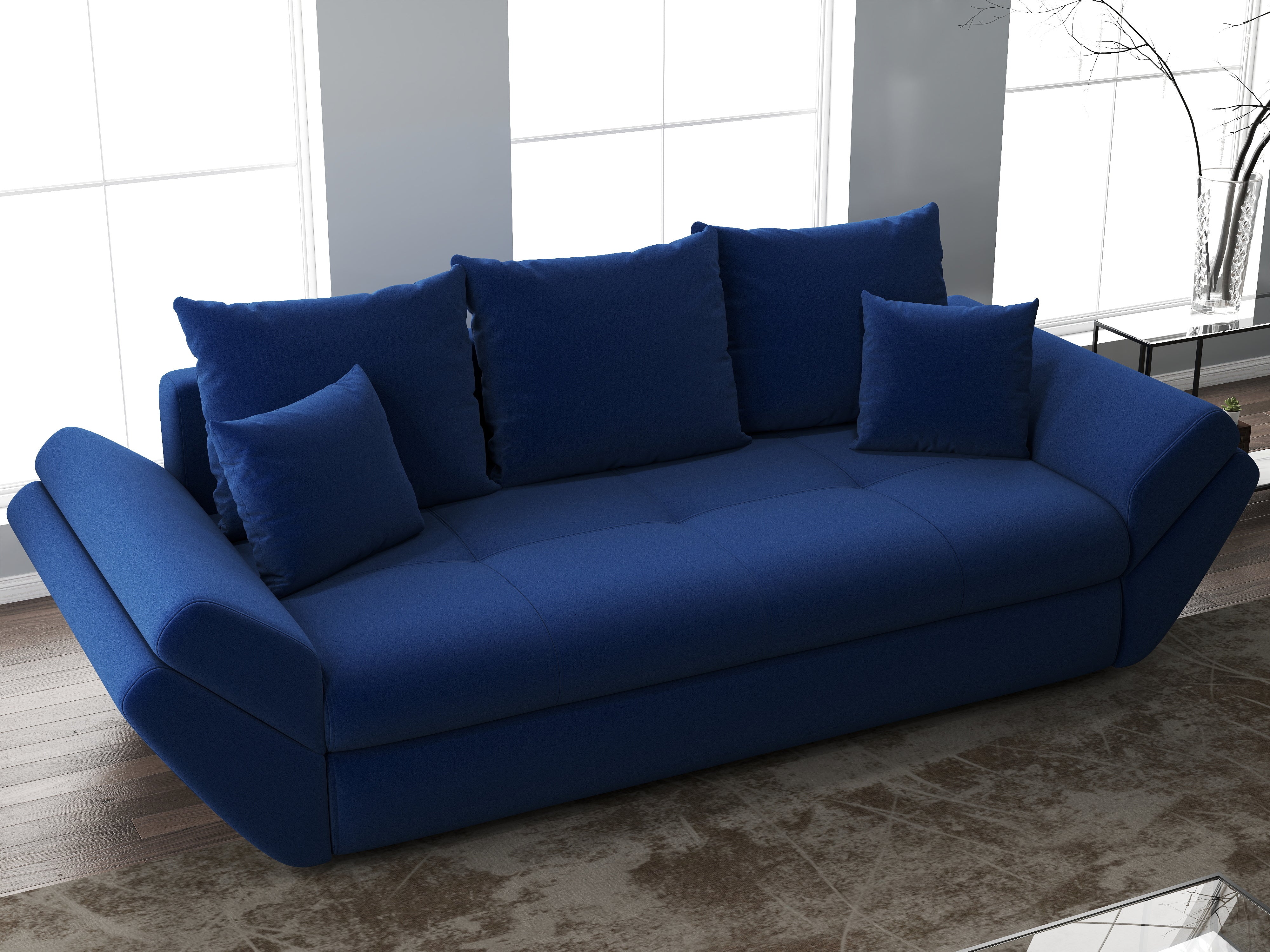 Canapea extensibilă dumonde cu ladă de depozitare si sezut confortabil din spuma HR, Loana Royal Blue 250x100 cm Fabrica