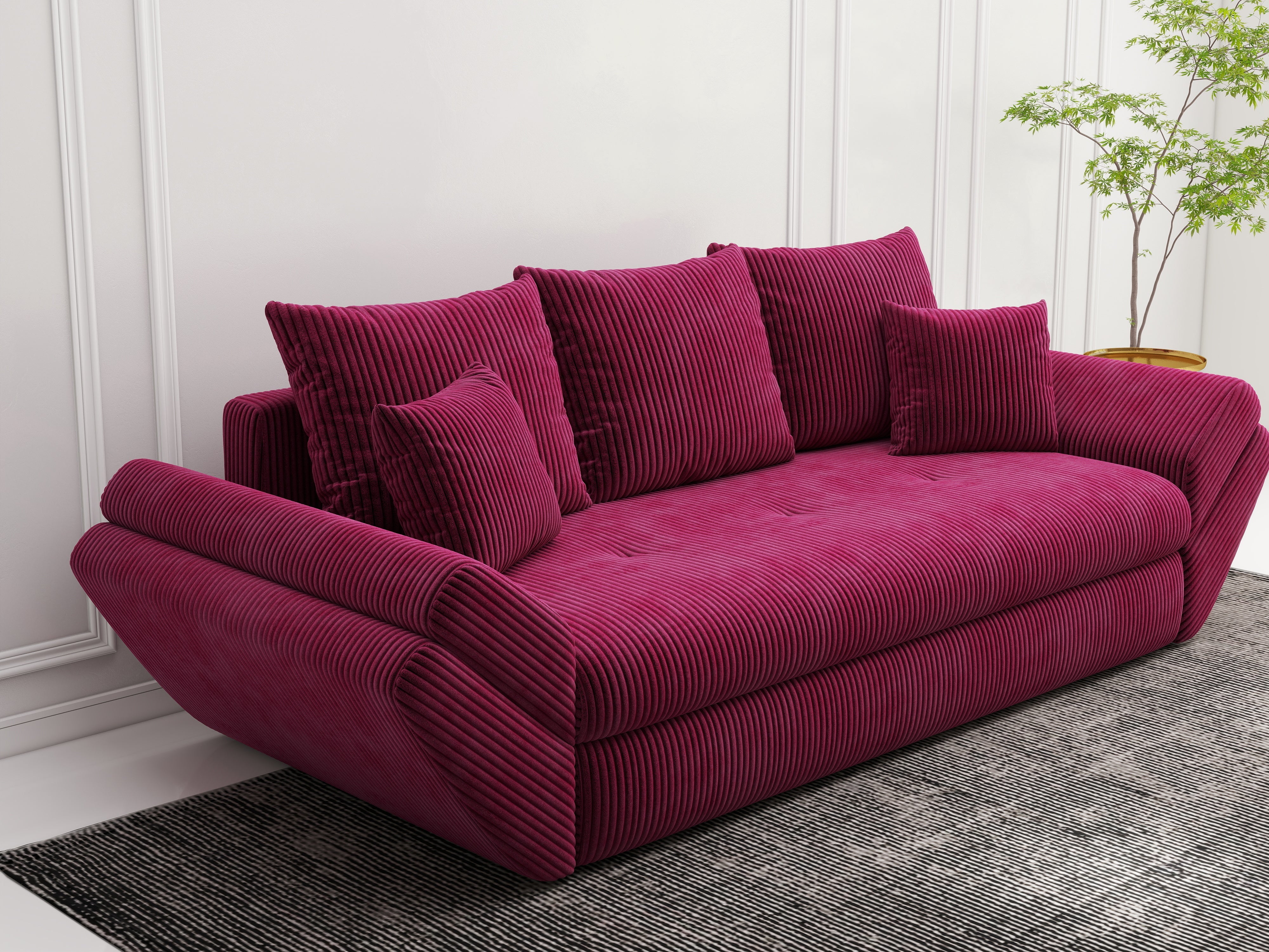 Canapea extensibilă dumonde cu ladă de depozitare si sezut confortabil din spuma HR, Loana Zoom Rosu 250x100 cm Fabrica