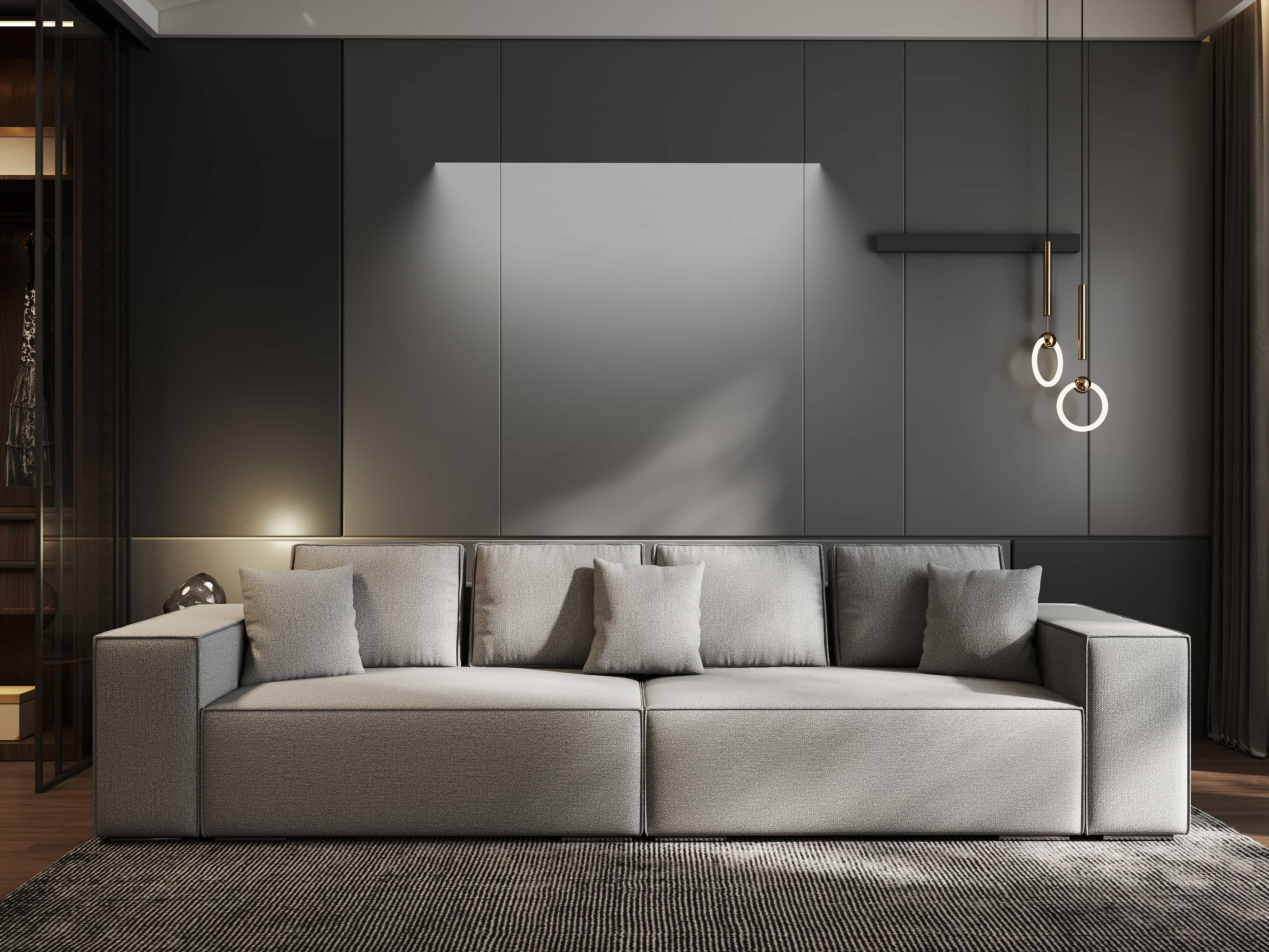 Canapea extensibilă dumonde cu ladă de depozitare si sezut confortabil din spuma HR, Dream Enjoy Gri 310x100 cm Fabrica