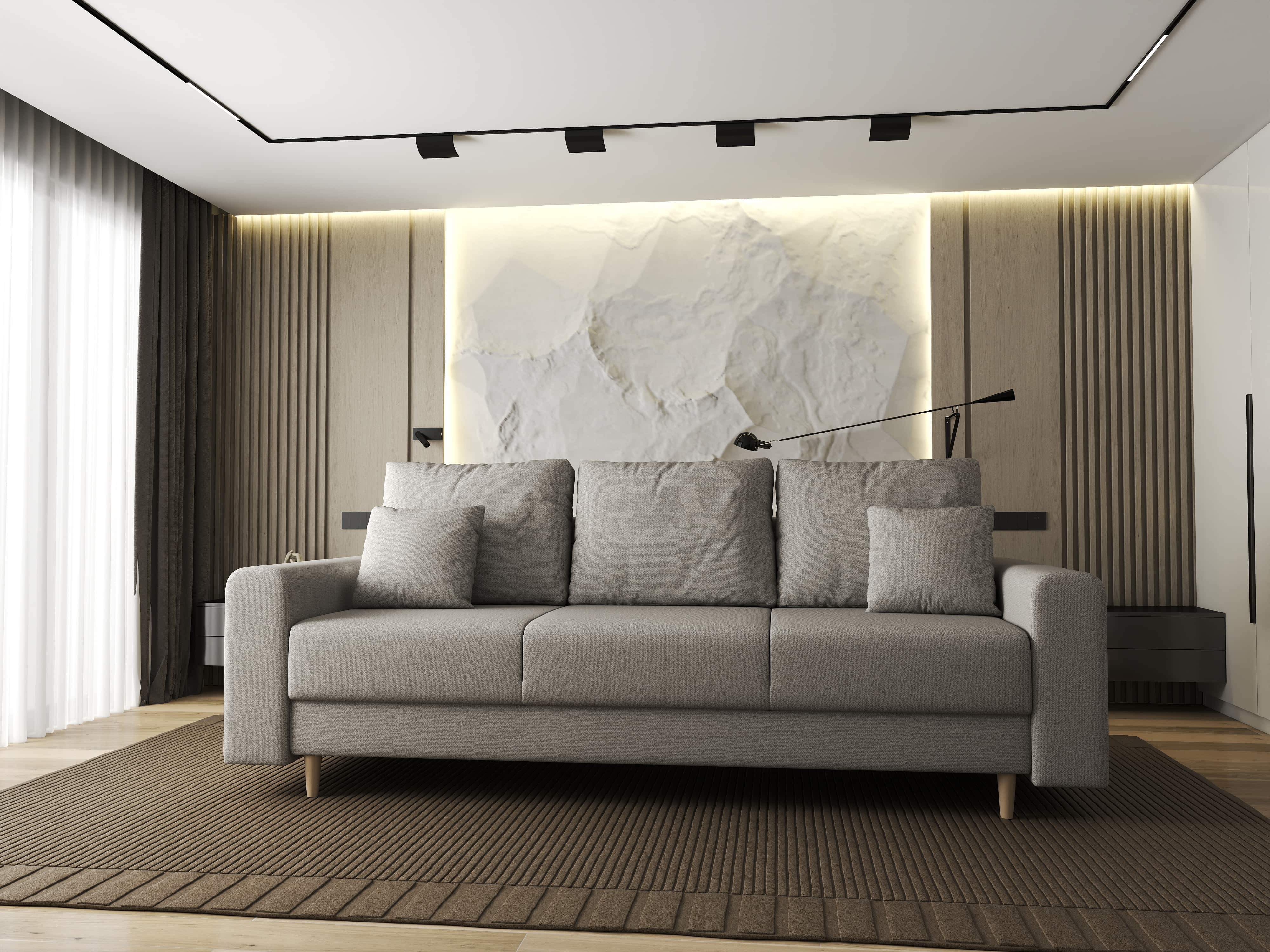 Canapea extensibilă dumonde cu ladă de depozitare si sezut confortabil din spuma HR, Kronos Enjoy Bej 210x100 cm fabrica