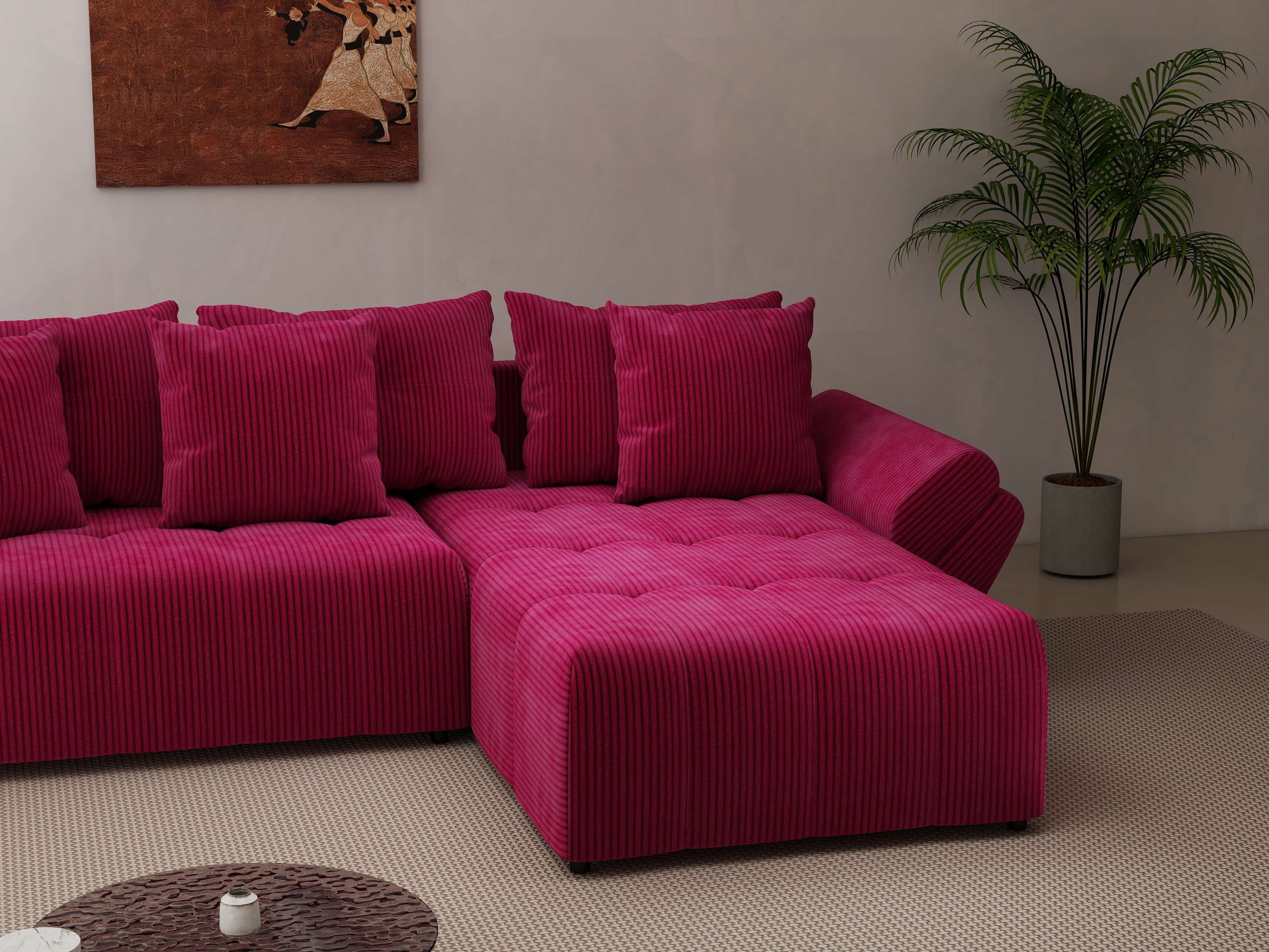 Colțar extensibil dumonde cu ladă de depozitare si sezut confortabil din spuma HR, Berlin Zoom Red 280x185 cm II Fabrica