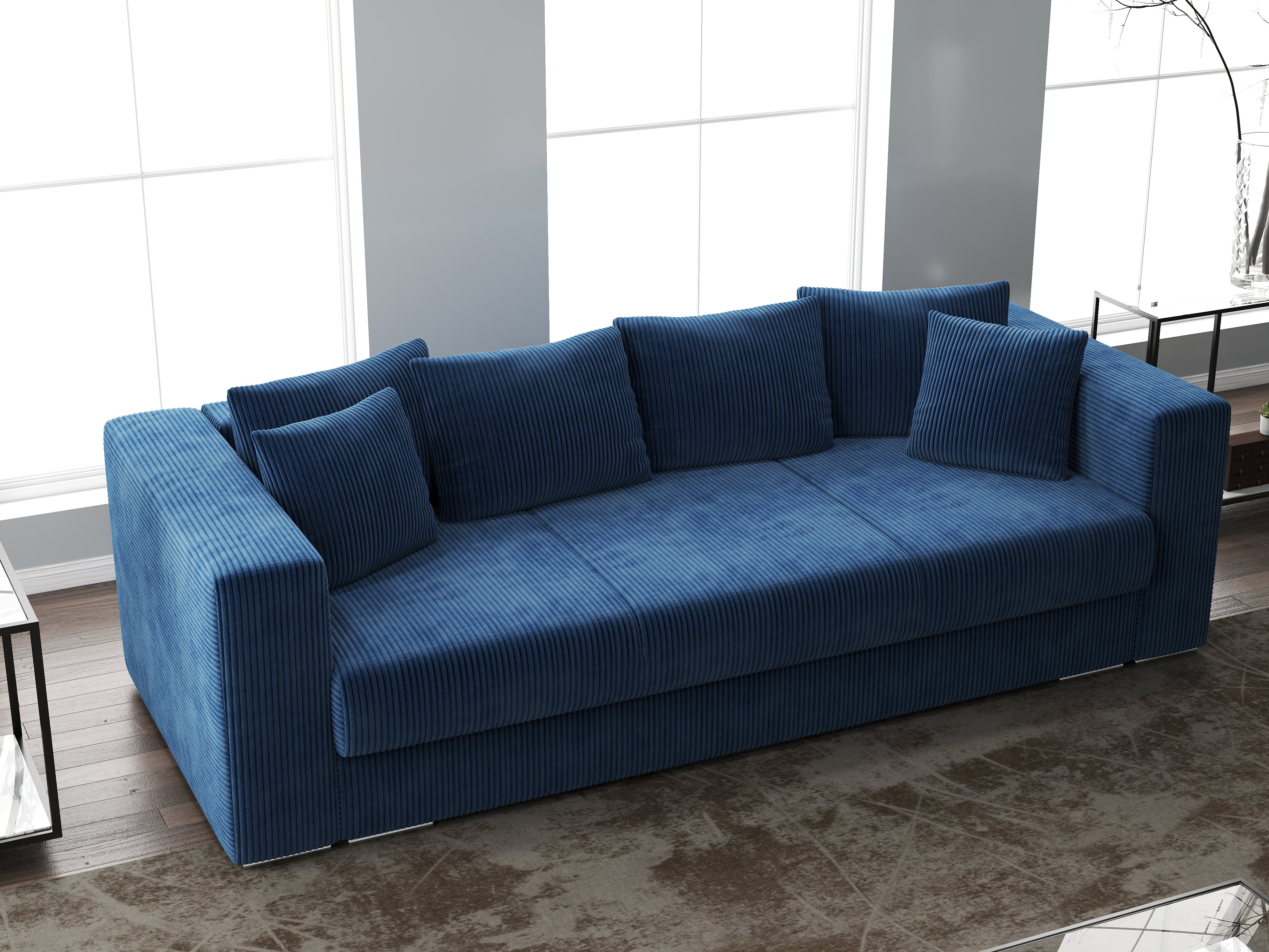 Canapea extensibilă dumonde cu ladă de depozitare si sezut confortabil din spuma HR, Gloria Zoom Blue 240x100 cm Fabrica