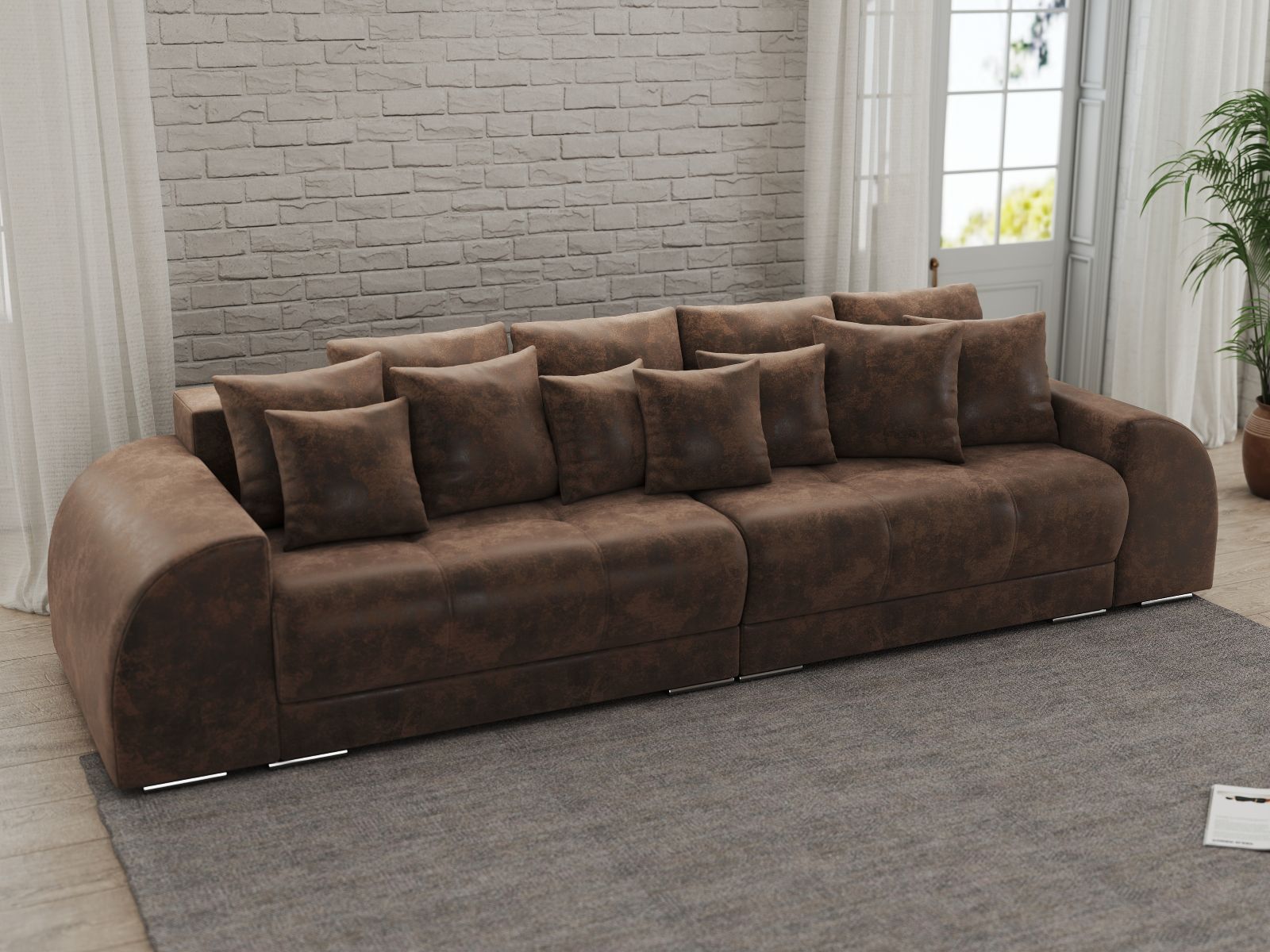 Canapea extensibilă dumonde cu 2 lăzi de depozitare si sezut confortabil din spuma HR,Verona Madagaskar Brown 310x100 cm Fabrica