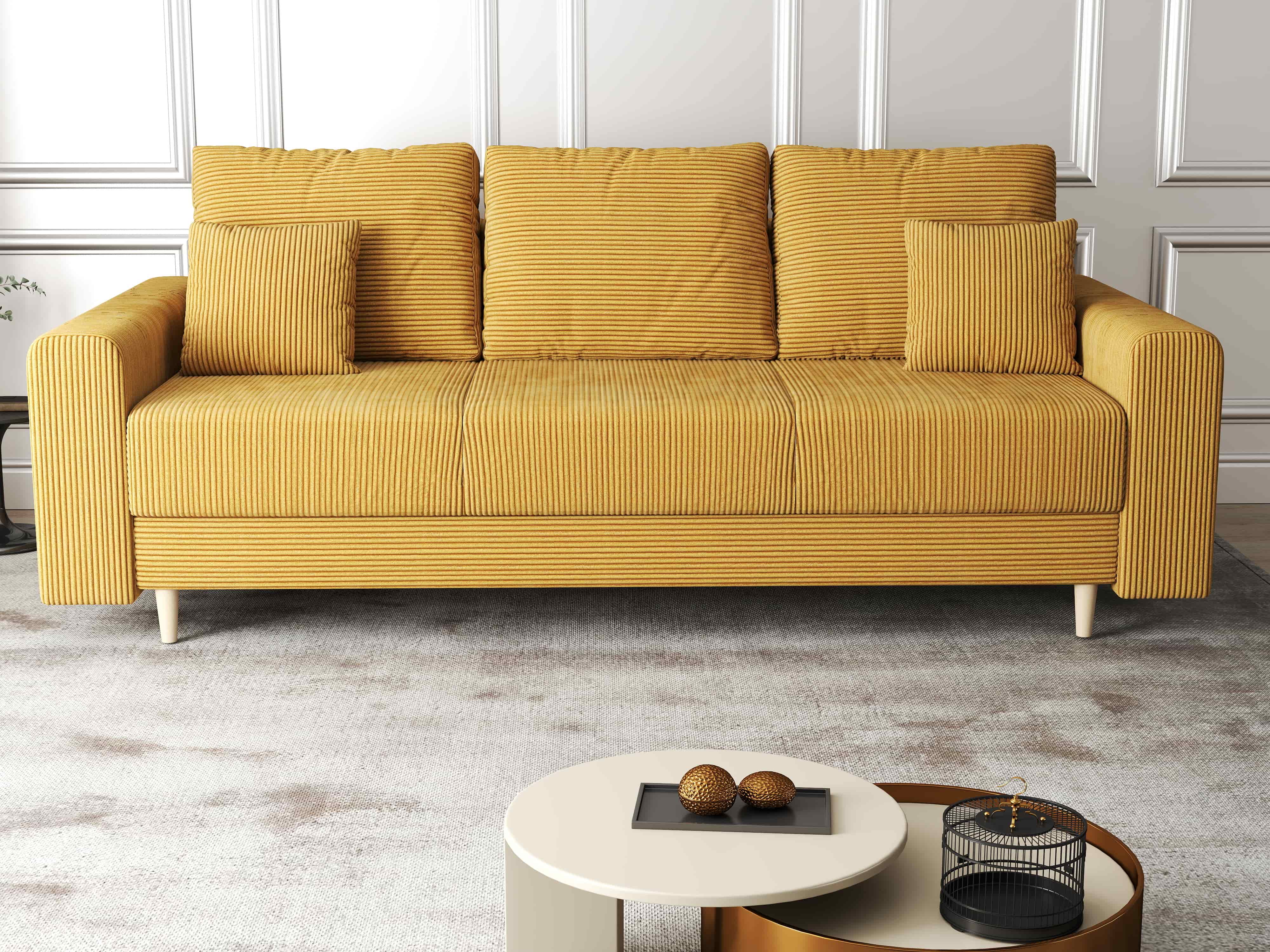 Canapea extensibilă dumonde cu ladă de depozitare si sezut confortabil din spuma HR, Kronos Zoom Mustar 210x100 cm fabrica