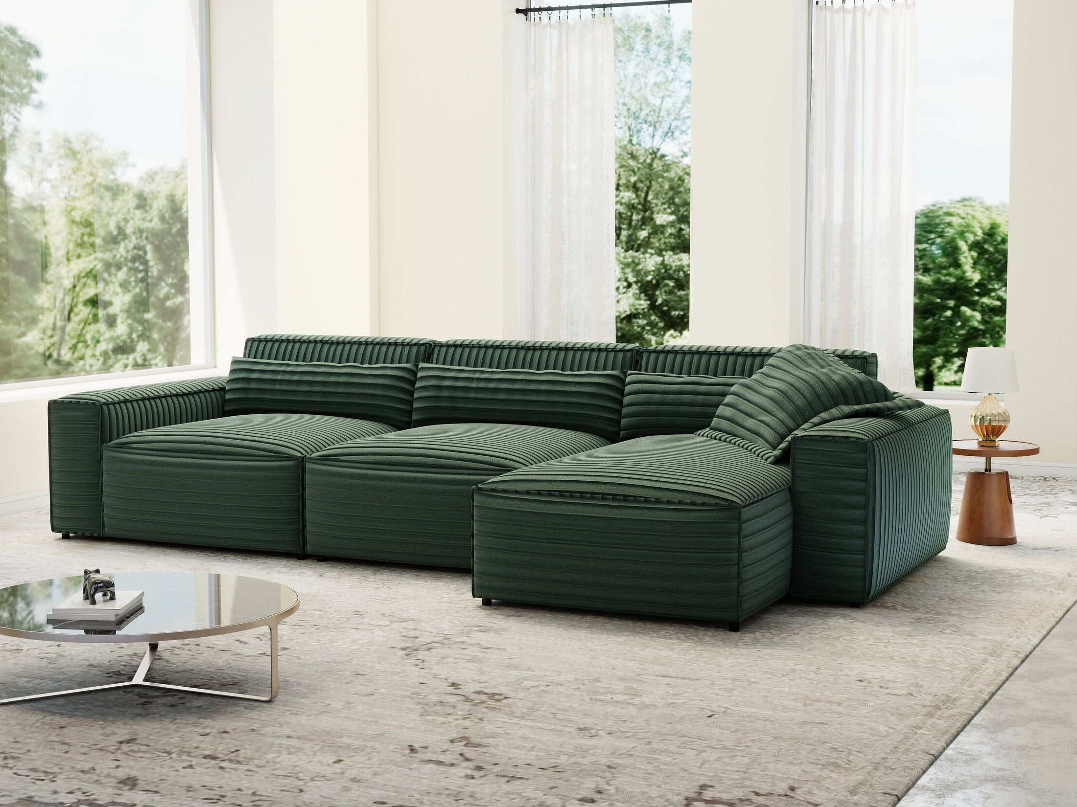 Colțar dumonde cu sezut confortabil din spuma HR, Marvelo XL Ambience Verde 366x175 cm II