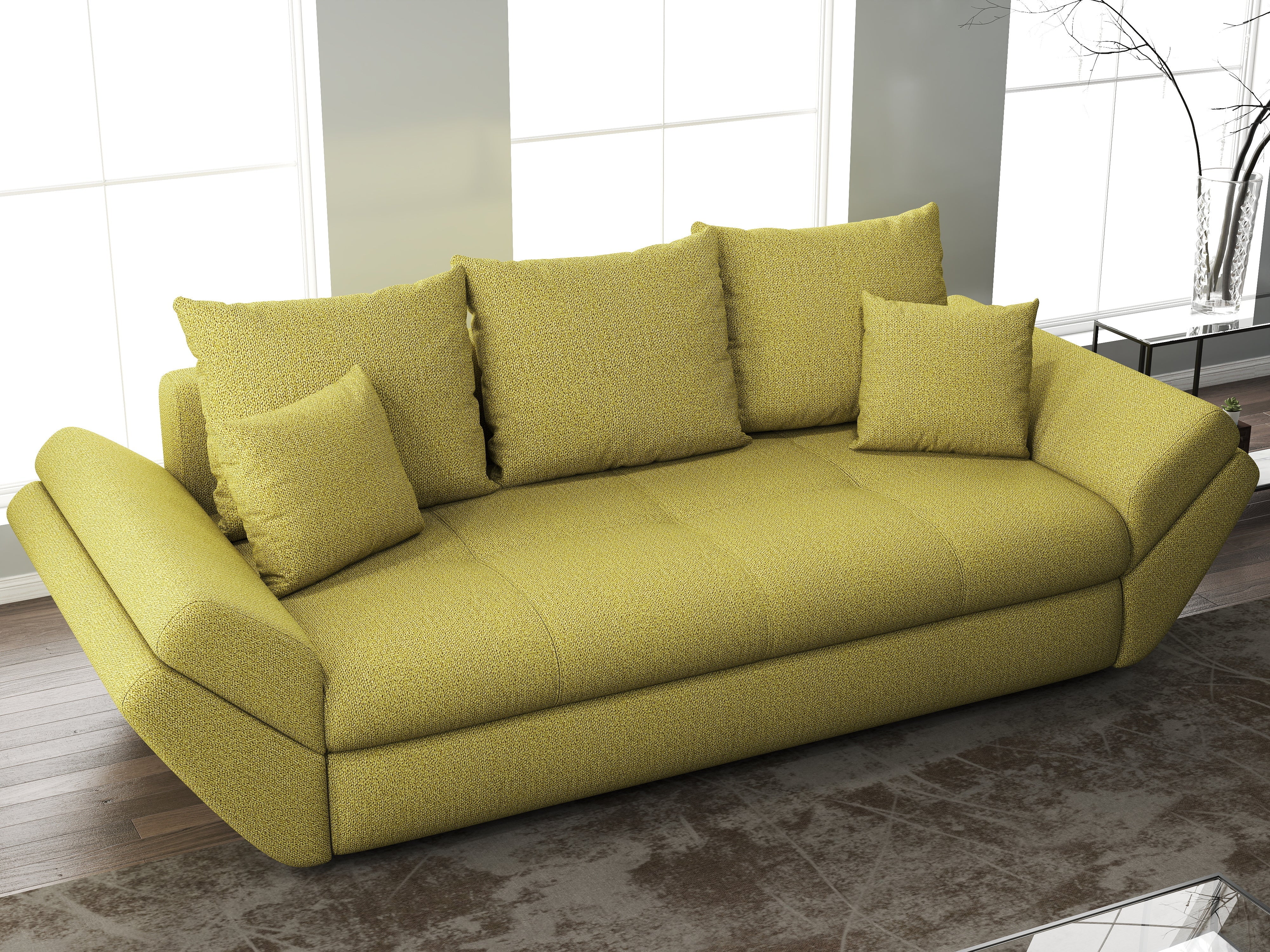 Canapea extensibilă dumonde cu ladă de depozitare si sezut confortabil din spuma HR, Loana Enjoy Green 250x100 cm Fabrica