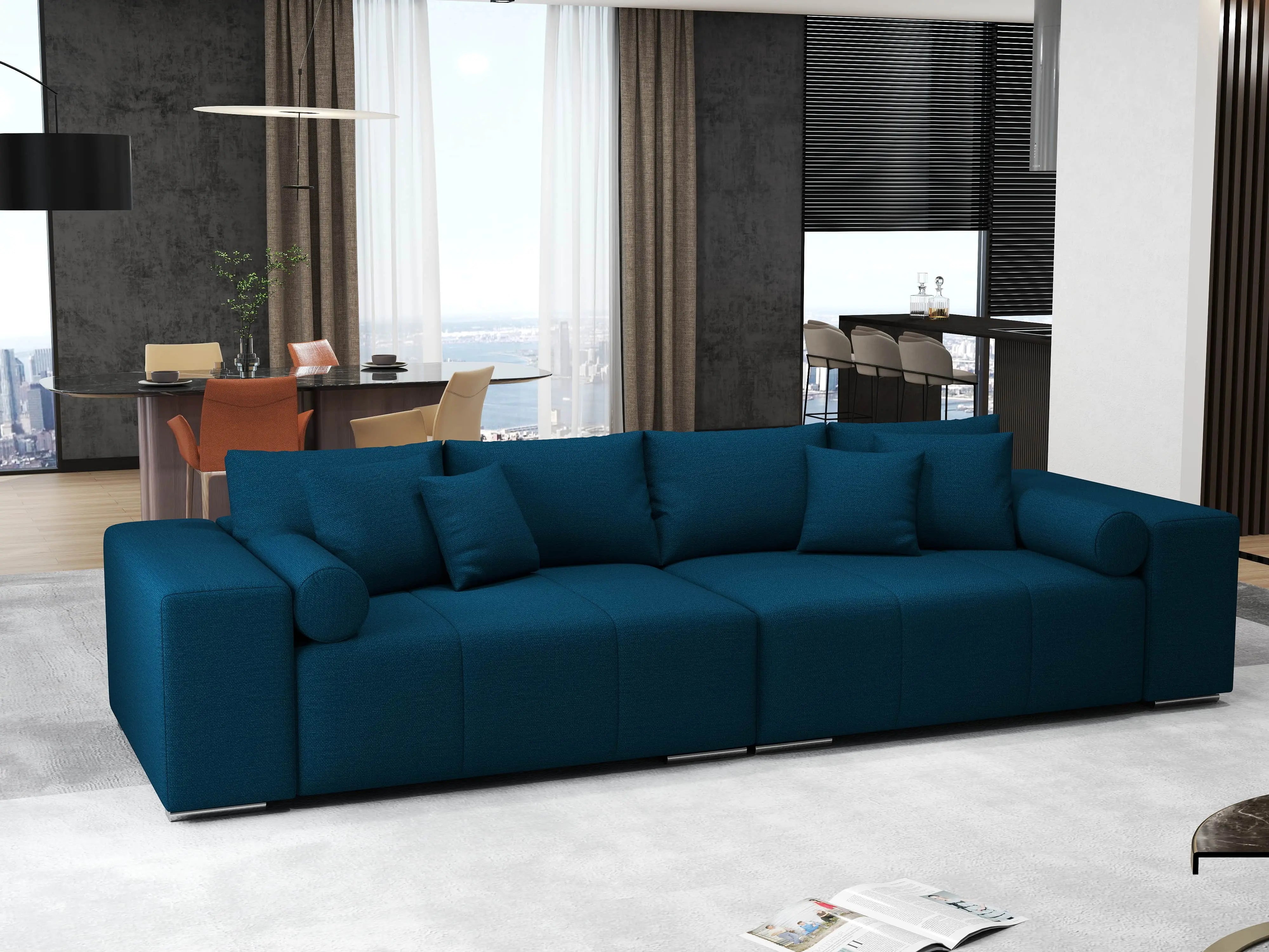 Canapea extensibilă dumonde cu ladă de depozitare si sezut confortabil din spuma HR, Marbela Verde Petrol XXL 295x100 cm Fabrica