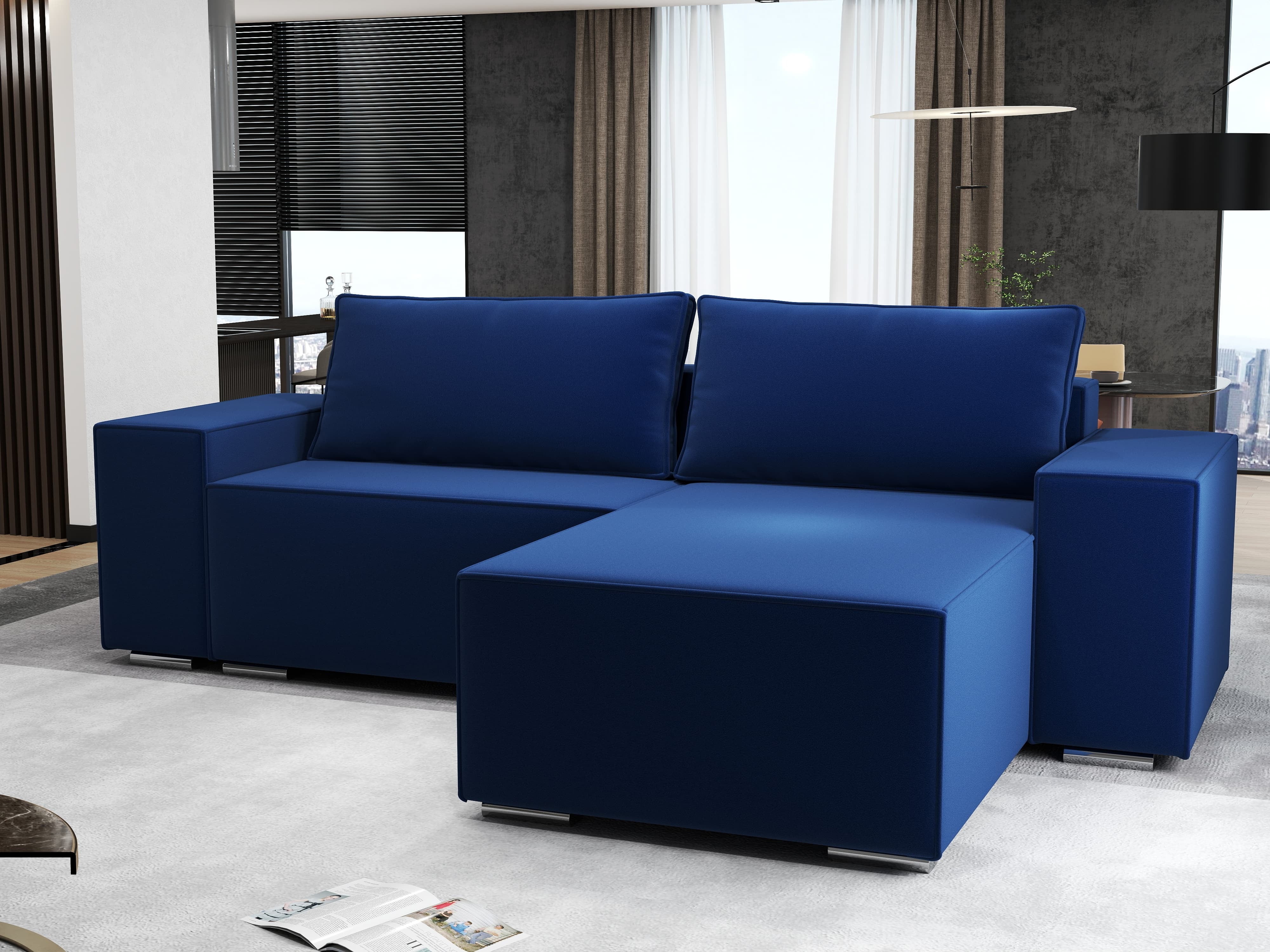 Colțar extensibil dumonde cu ladă de depozitare si sezut confortabil din spuma HR, Dream Royal Albastru 290x185 cm II Fabrica