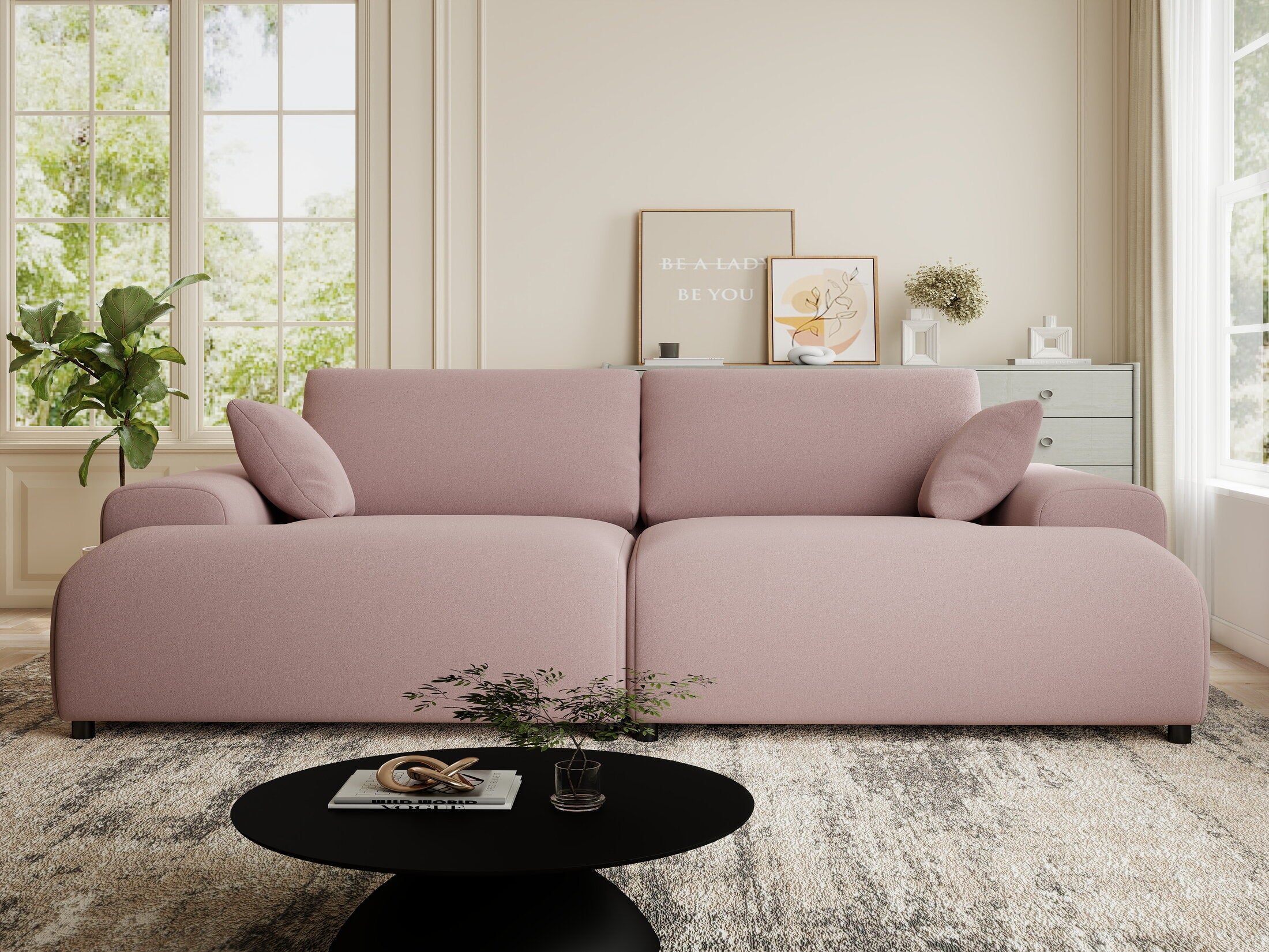 Canapea dumonde cu sezut confortabil din spuma HR, Hudson Royal Roz 237x144 cm