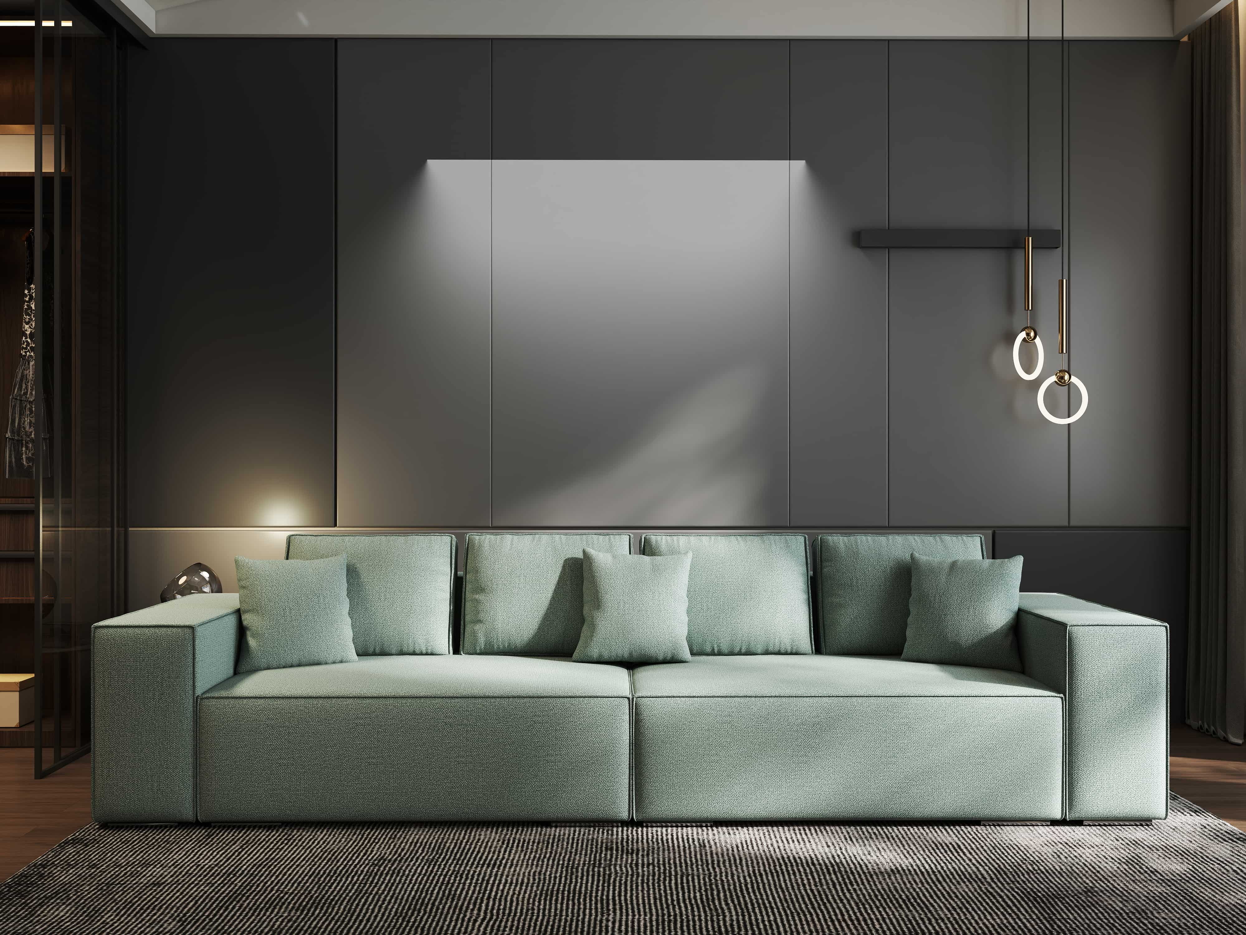 Canapea extensibilă dumonde cu ladă de depozitare si sezut confortabil din spuma HR, Dream Enjoy Mint 310x100 cm Fabrica