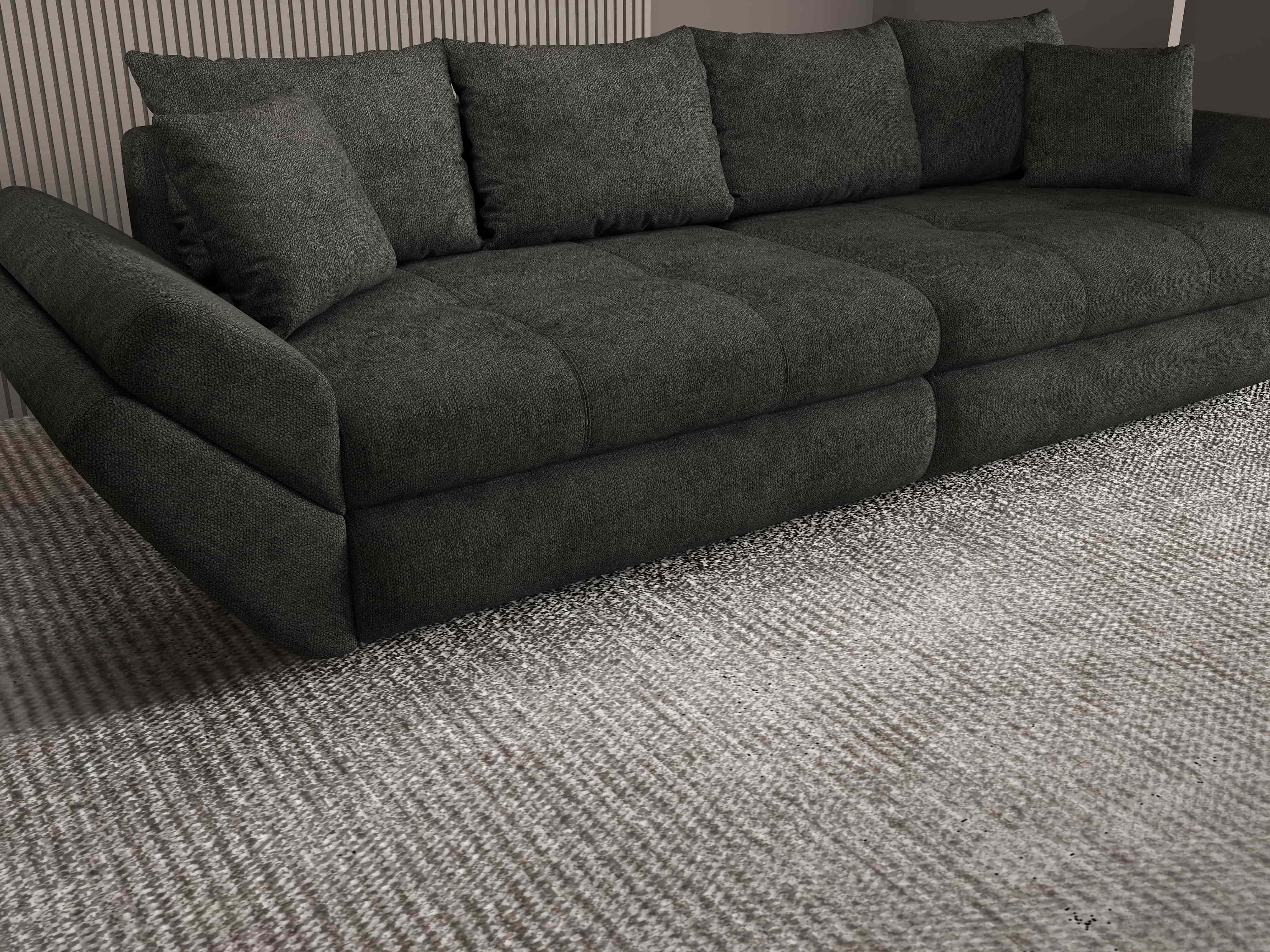 Canapea extensibilă dumonde cu ladă de depozitare si sezut confortabil din spuma HR, Loana Enjoy Negru 300x100 cm Fabrica