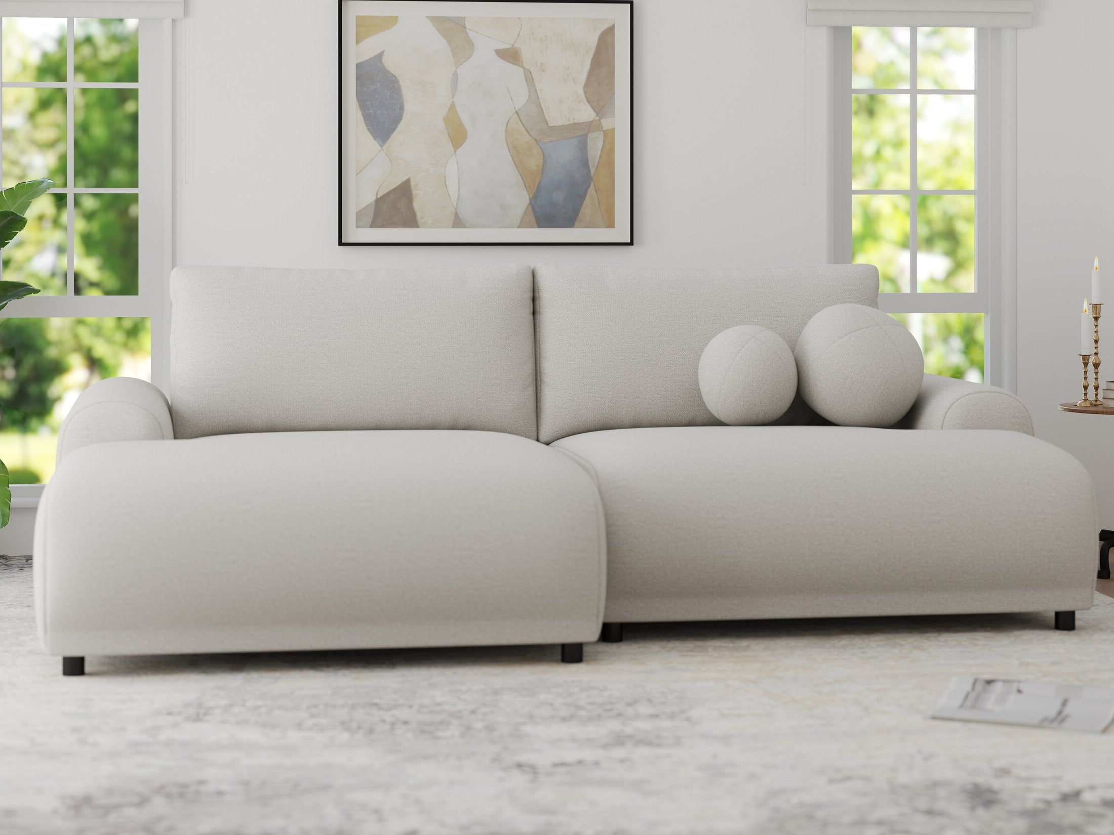 Colțar extensibil dumonde cu ladă de depozitare și șezut confortabil din spumă HR, Carlo Enjoy Bej 240x145 cm