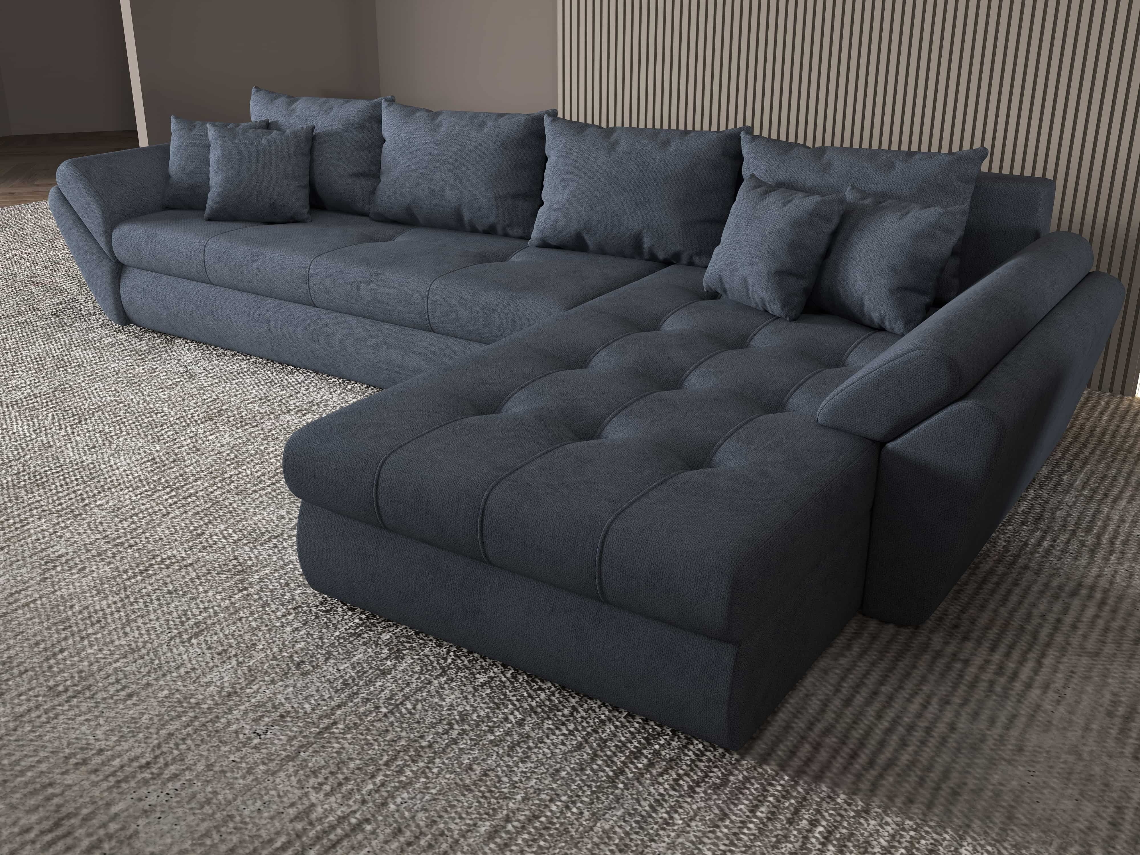 Colțar extensibil dumonde cu ladă de depozitare si sezut confortabil din spuma HR, Loana XL Enjoy Antracit II 335x185 cm Fabrica