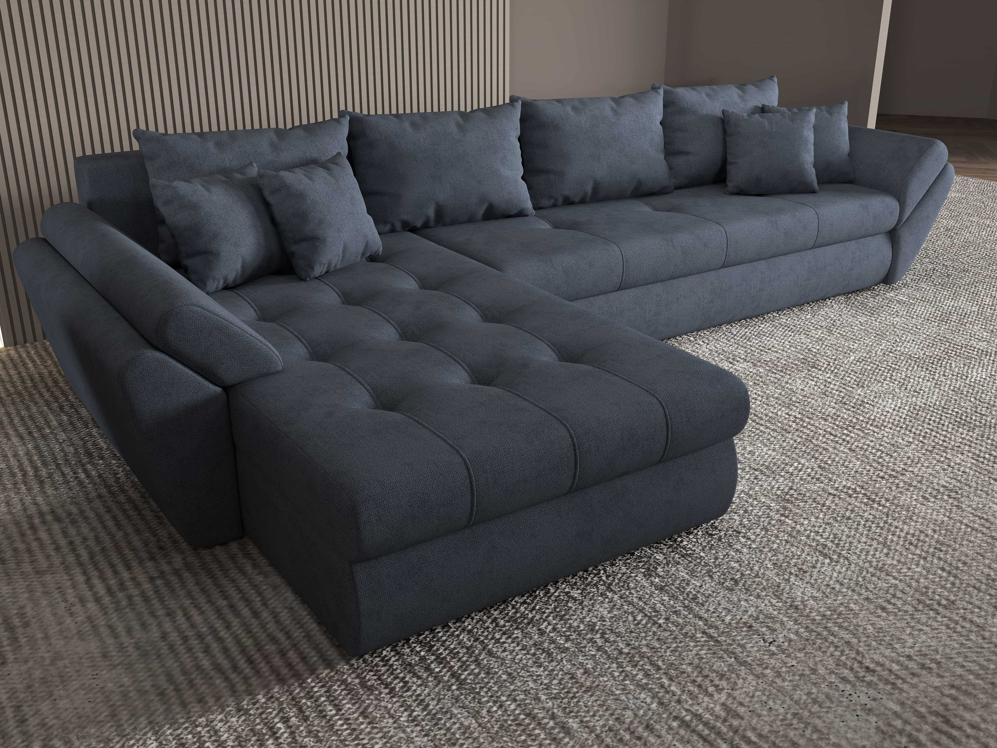 Colțar extensibil dumonde cu ladă de depozitare si sezut confortabil din spuma HR, Loana XL Enjoy Antracit 335x185 cm Fabrica
