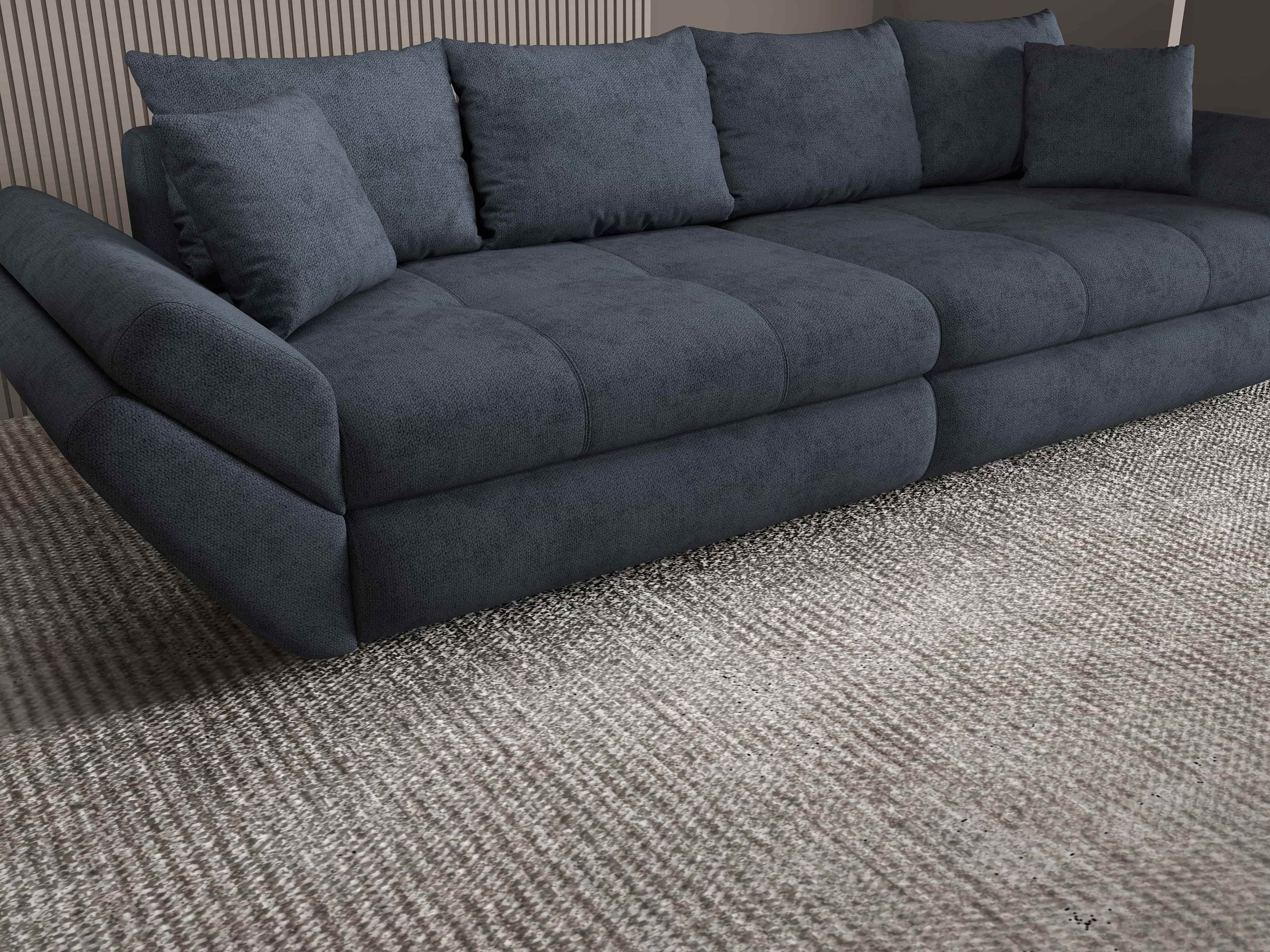 Canapea extensibilă dumonde cu ladă de depozitare si sezut confortabil din spuma HR, Loana Enjoy Antracit 300x100 cm Fabrica