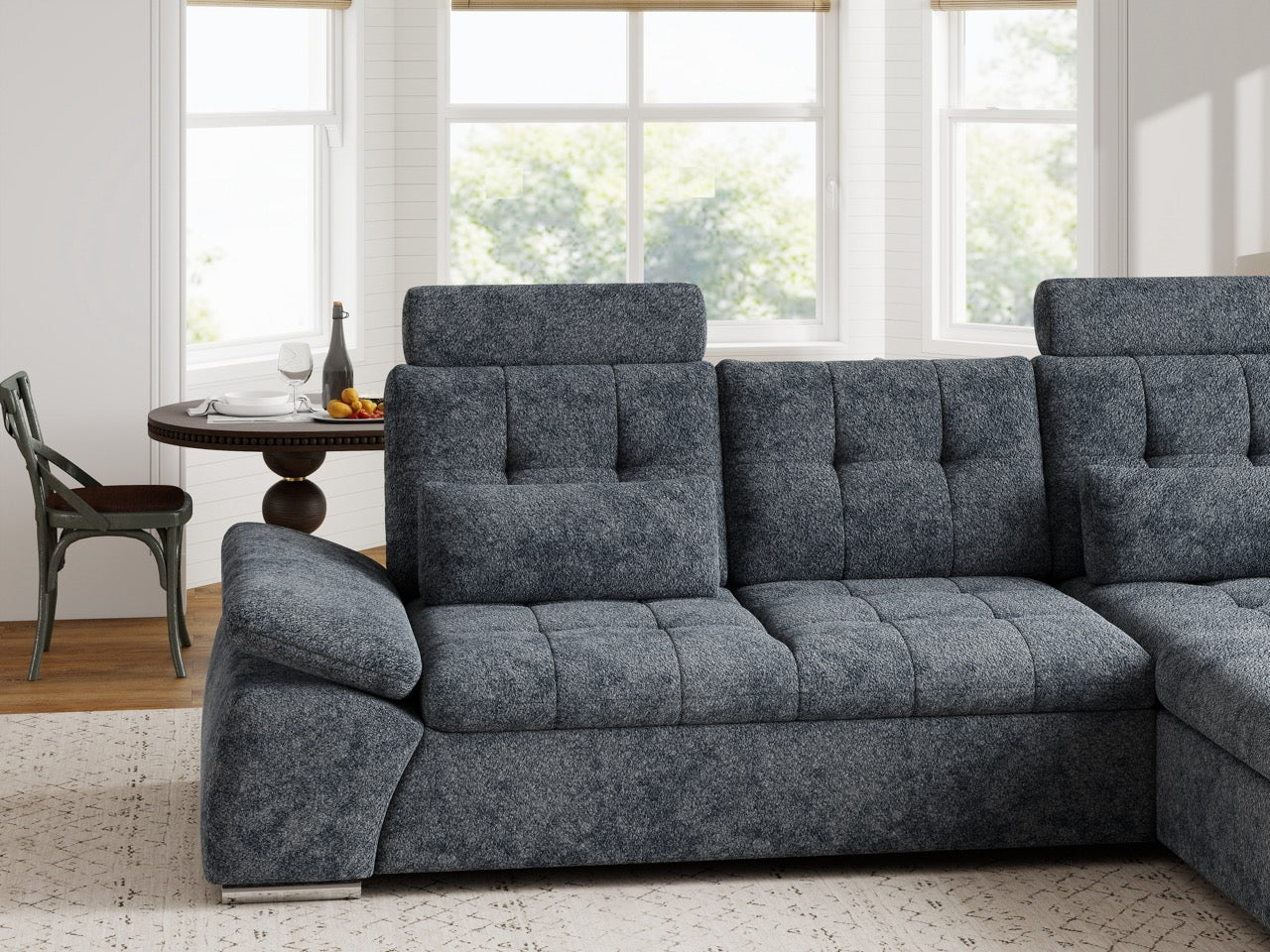 Colțar extensibil dumonde cu ladă de depozitare și șezut confortabil din spumă HR, Merkur Euphoria Gri Grafit 270x168 cm II