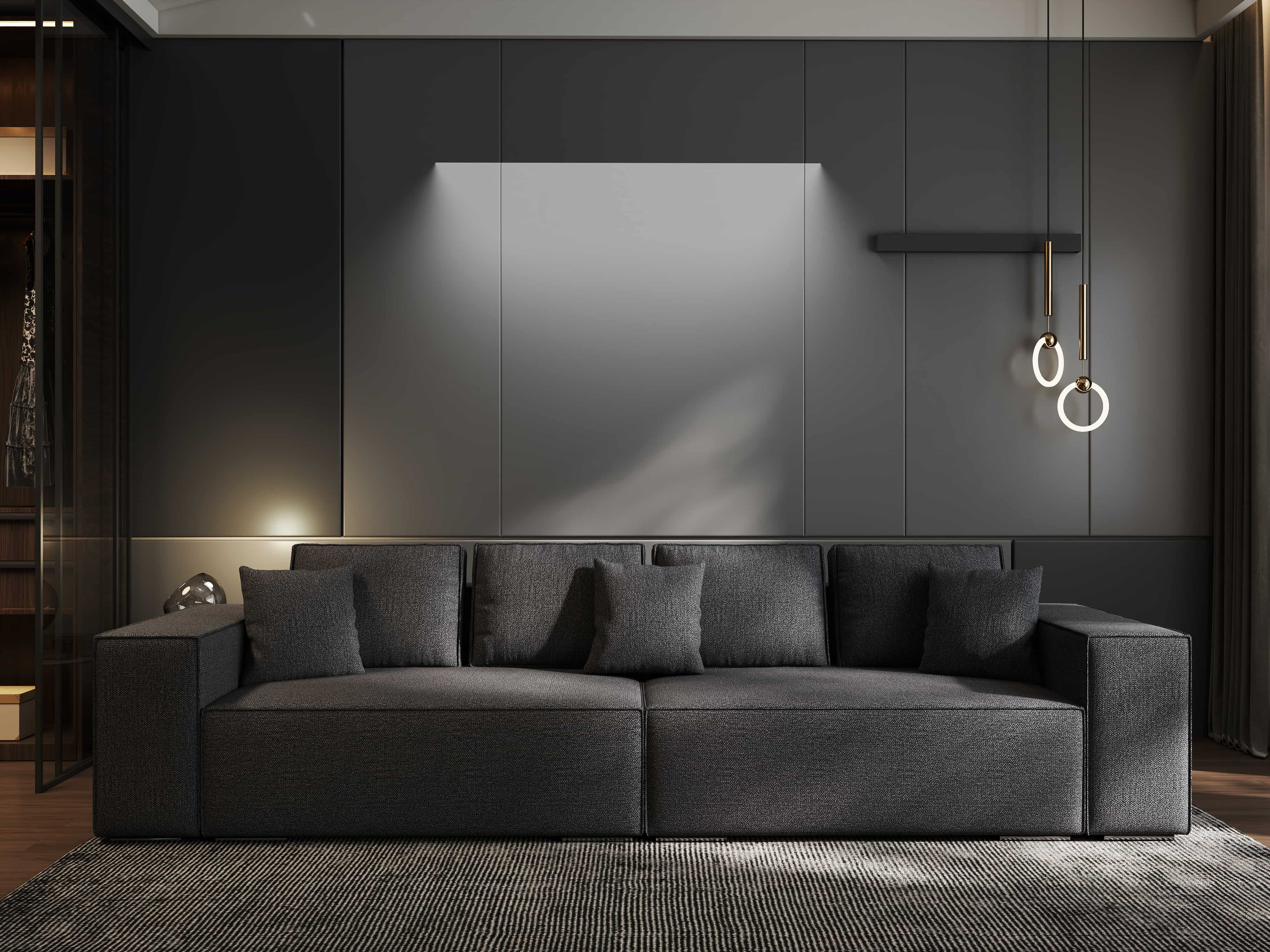 Canapea extensibilă dumonde cu ladă de depozitare si sezut confortabil din spuma HR, Dream Enjoy Grafit 310x100 cm Fabrica