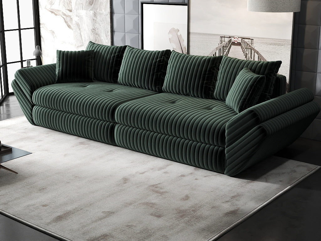 Canapea extensibilă dumonde cu ladă de depozitare si sezut confortabil din spuma HR, Loana Ambience Verde 300x100 cm Fabrica